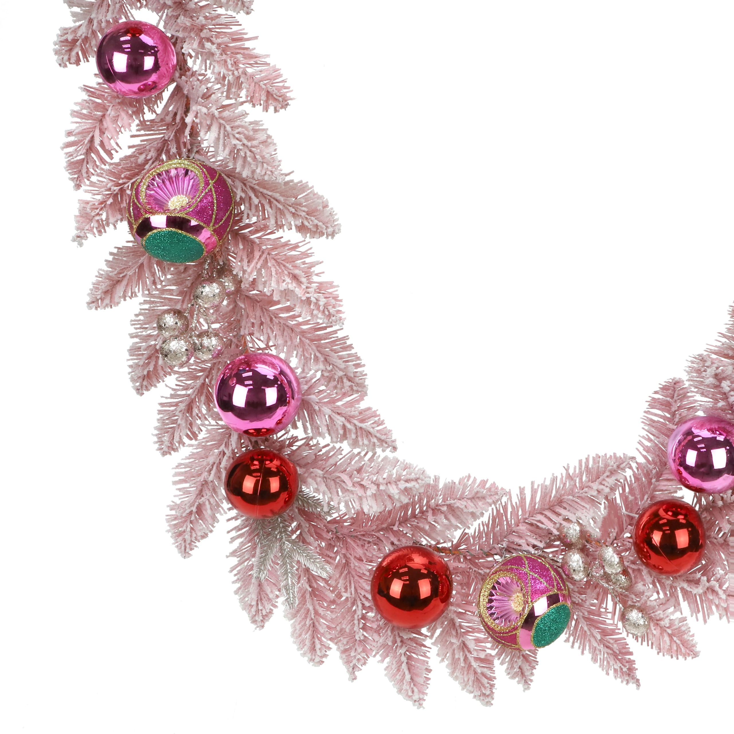 6ft. Flocked Pink Pine & Ornament Garland by Ashland® - Image 2
