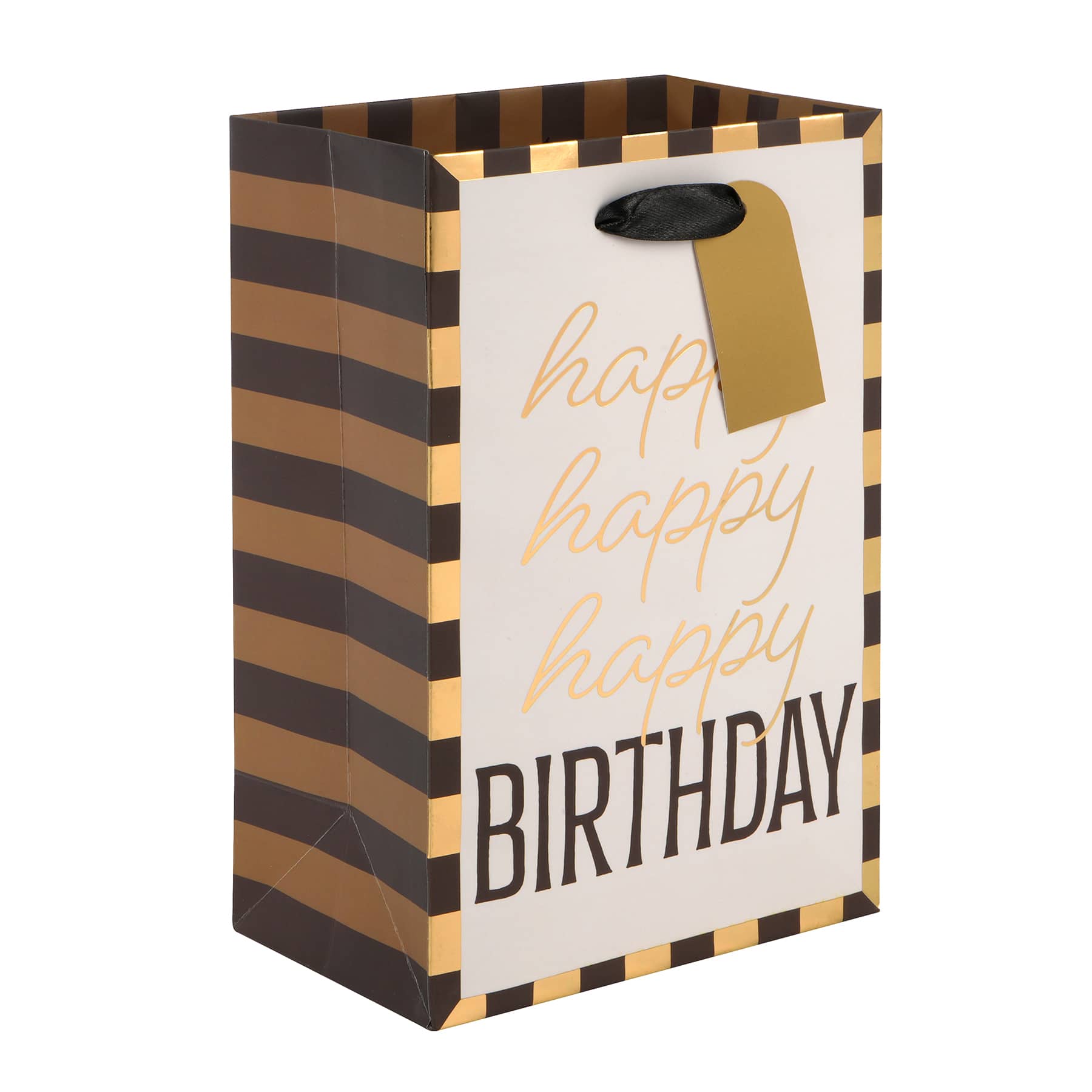 Small Black and Gold Happy Birthday Gift Bag by Celebrate It ™ - Image 2