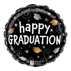 18" Graduation Swirls MAX Float Round Foil Balloon
