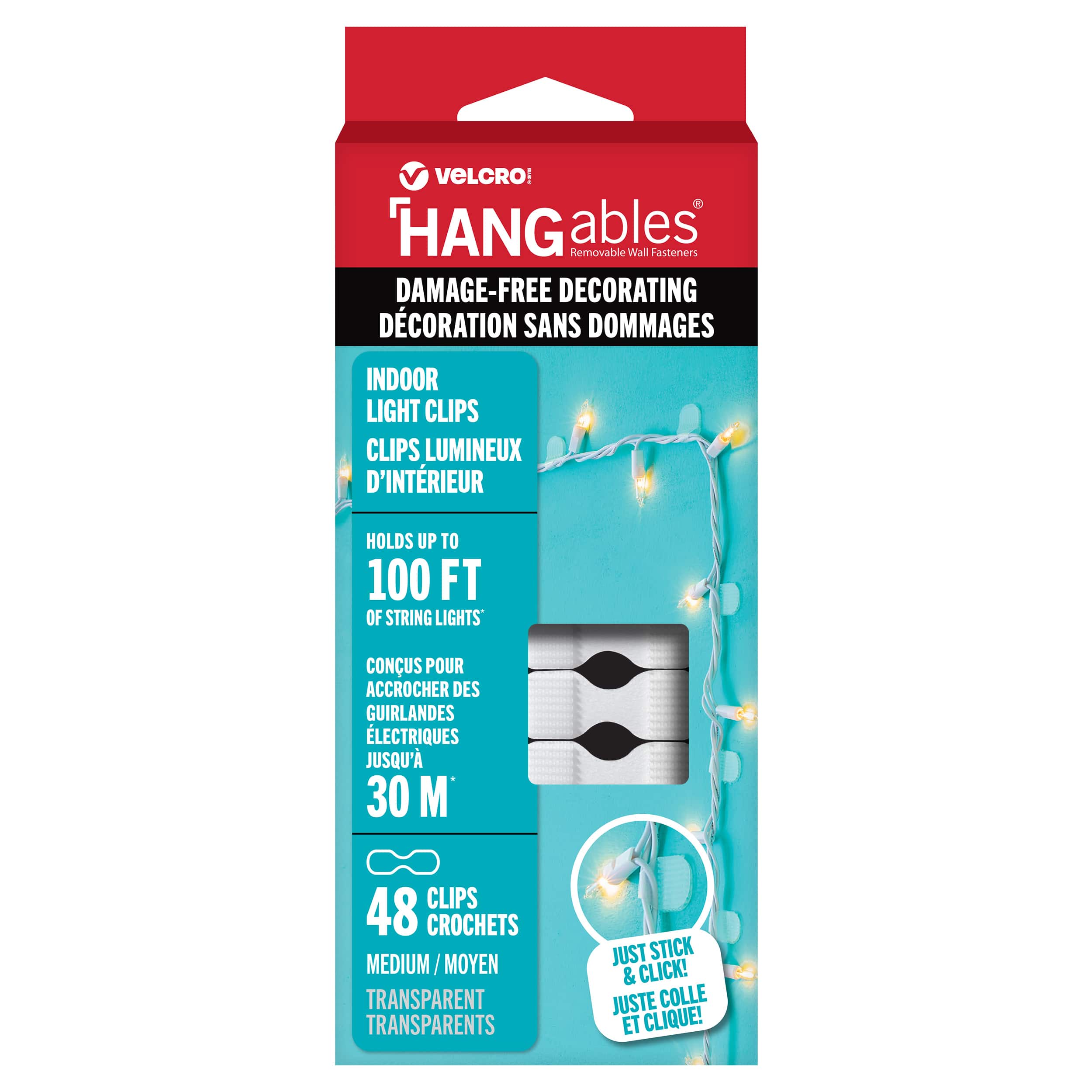 VELCRO® Brand HANGables® Medium Indoor Light Clips, 48ct.