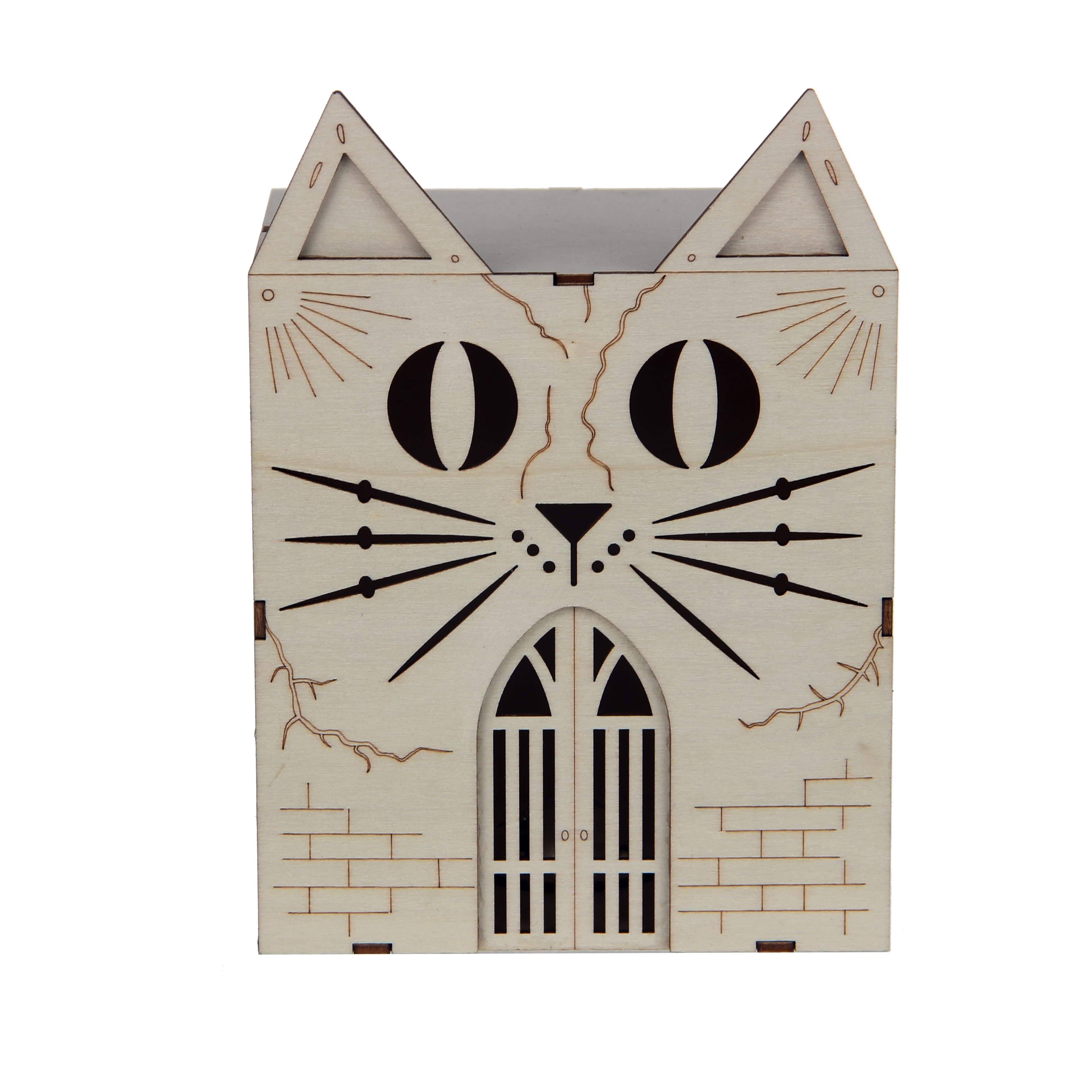7.25" Cat Face Villa DIY LED Wood Décor by Make Market®
