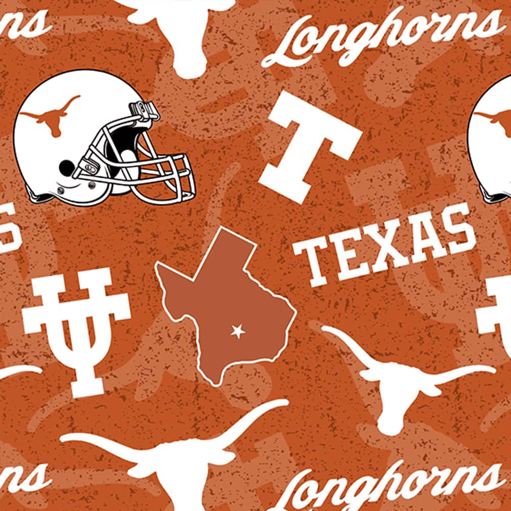 NCAA University of Texas Longhorns Logo Tone-on-Tone Cotton Fabric