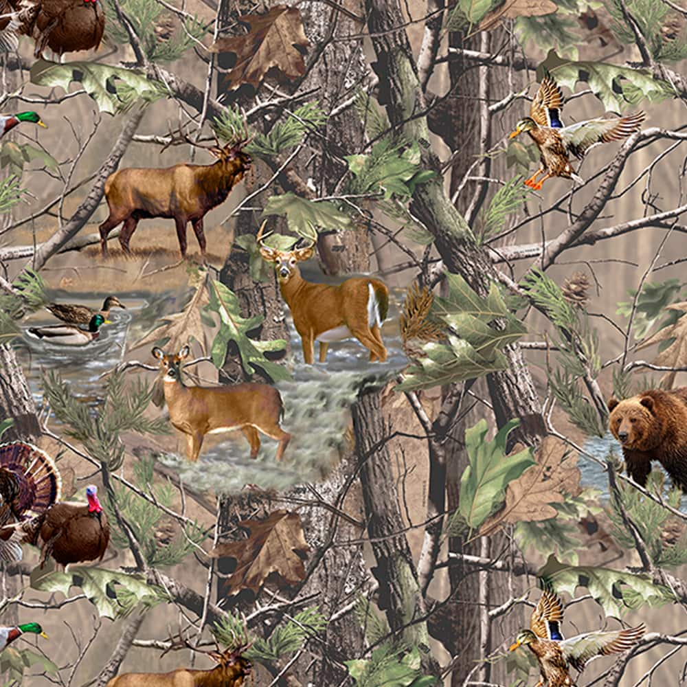 Realtree Animals in Forest Cotton Fabric