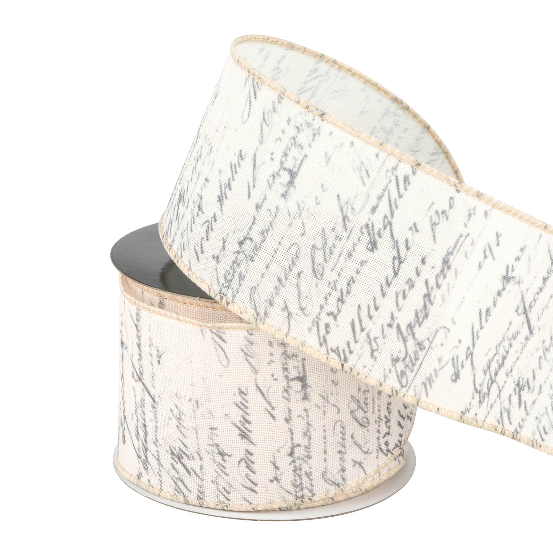 2.5" x 6.6yd. Cursive Writing Wired Ribbon by Celebrate It®