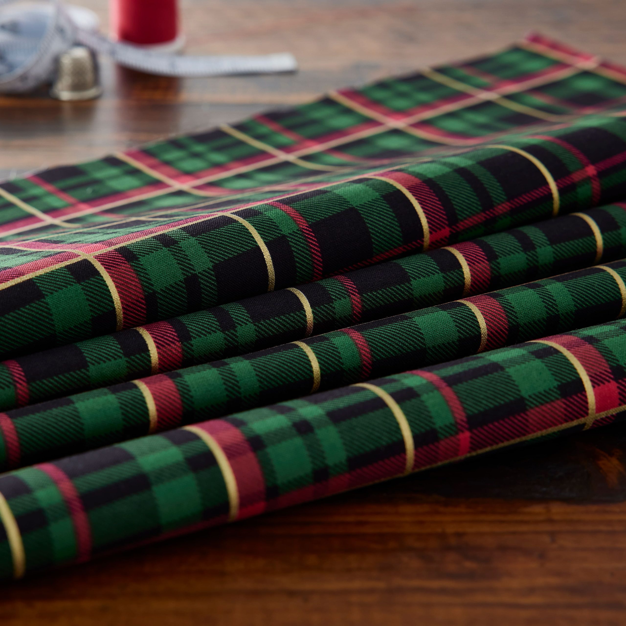 Fabric Traditions Christmas Green Glitter Cotton Fabric - Image 2