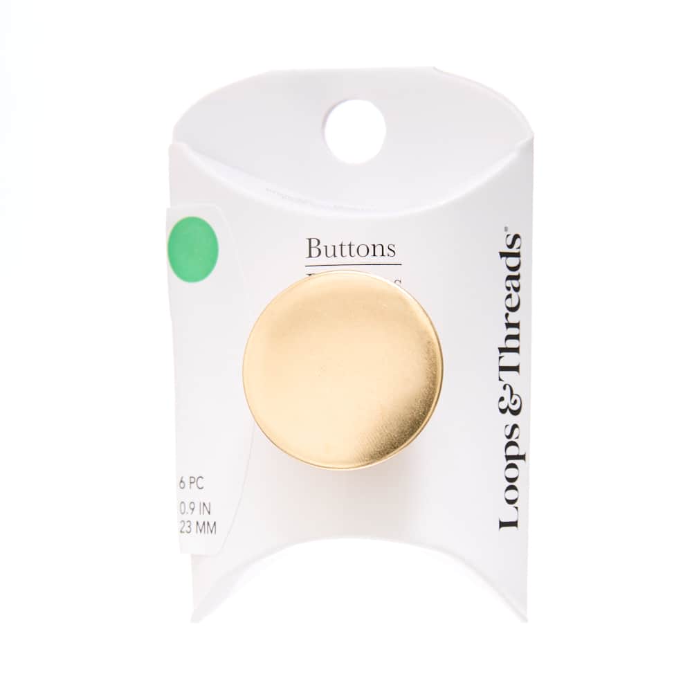 23mm Gold Round Metal Blazer Buttons, 6ct. by Loops & Threads®