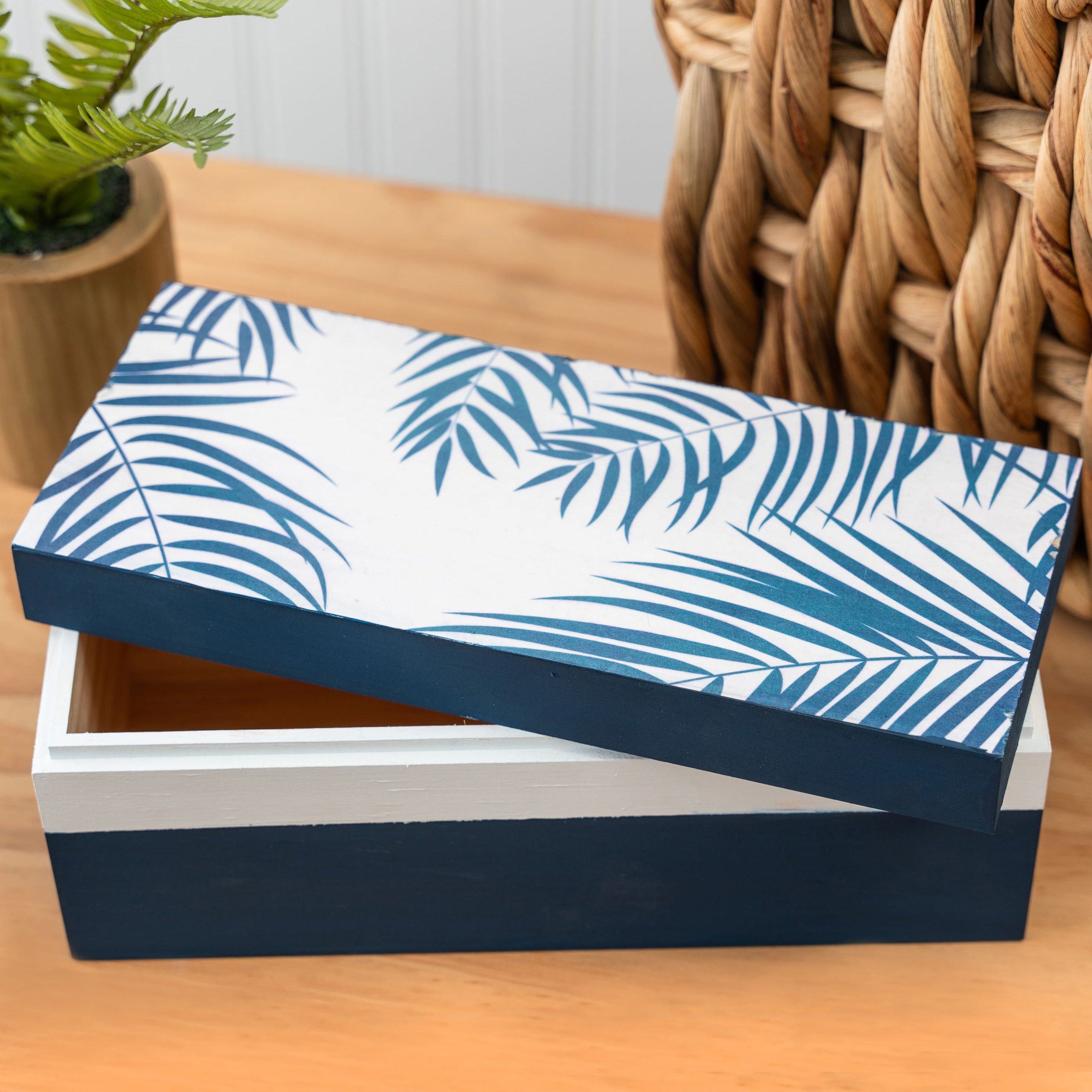 9" Wood Captop Box with Lid - Image 2