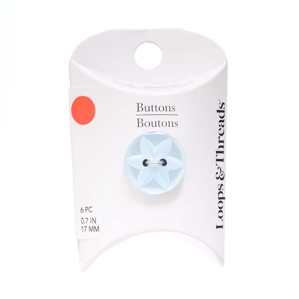 17mm Round Baby Blue Star Buttons, 6ct. by Loops & Threads®