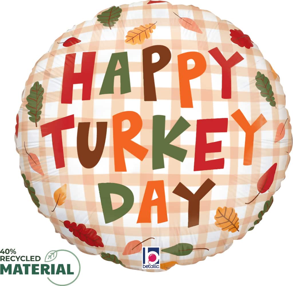 18" Plaid Turkey Day Foil Balloon