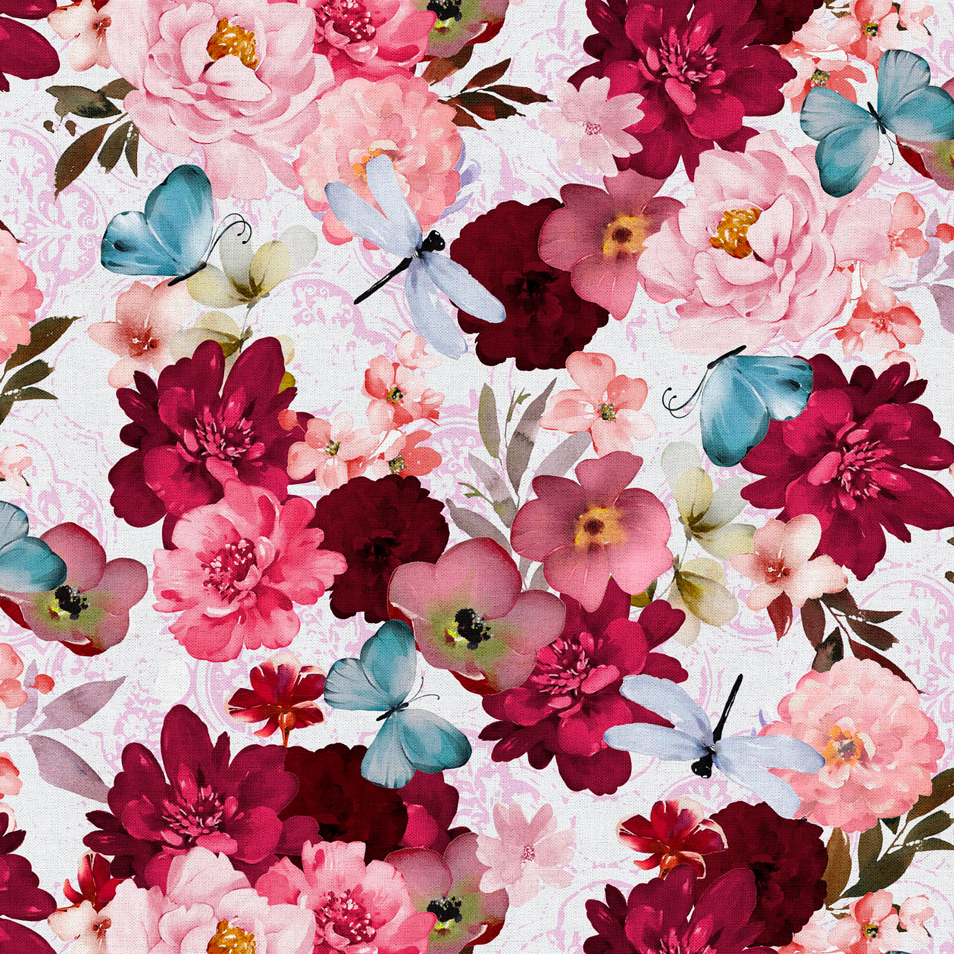 Fabric Editions Multicolor Watercolor Blossom Cotton Fabric
