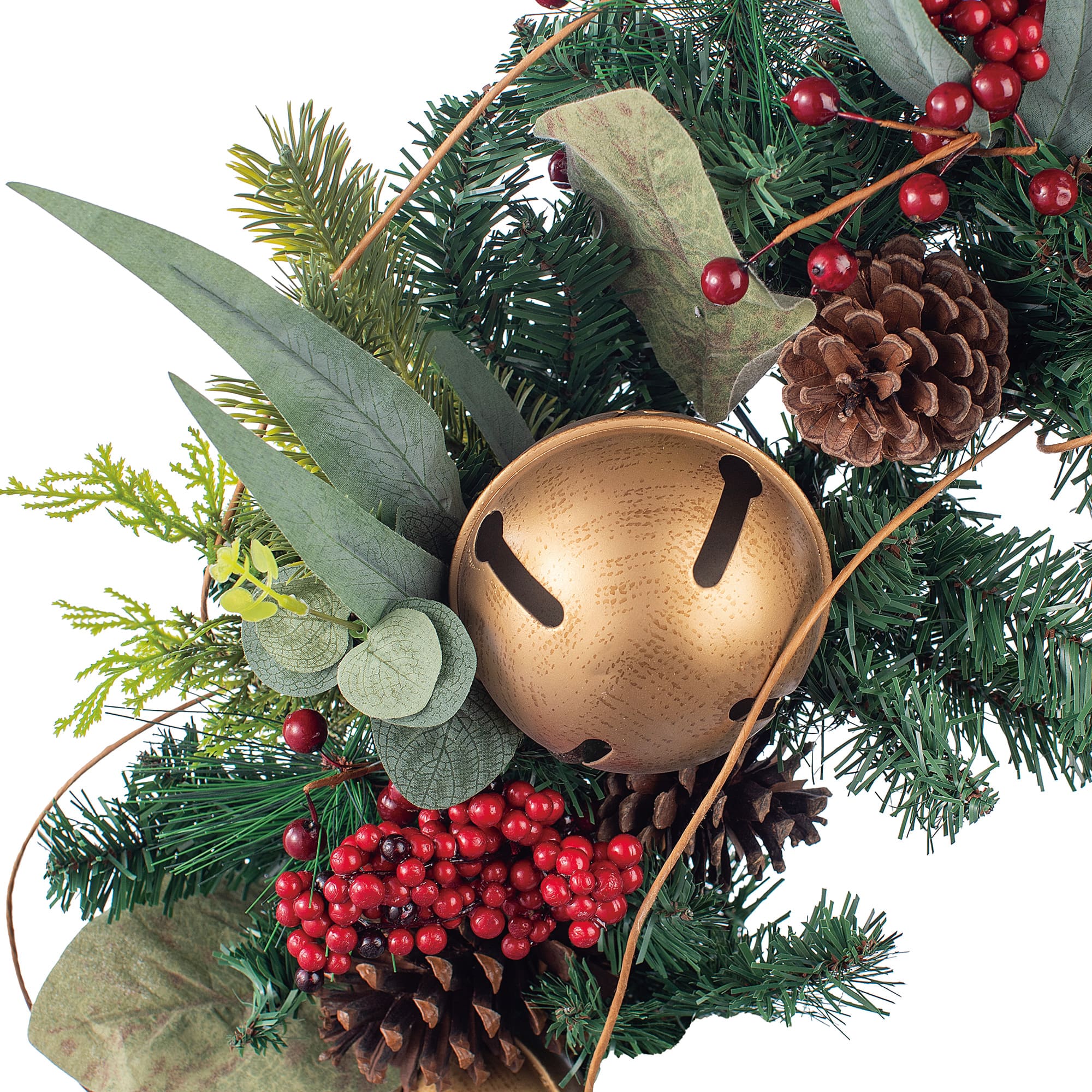 26" Pinecones, Gold Bells & Red Berries Wreath by Ashland® - Image 3