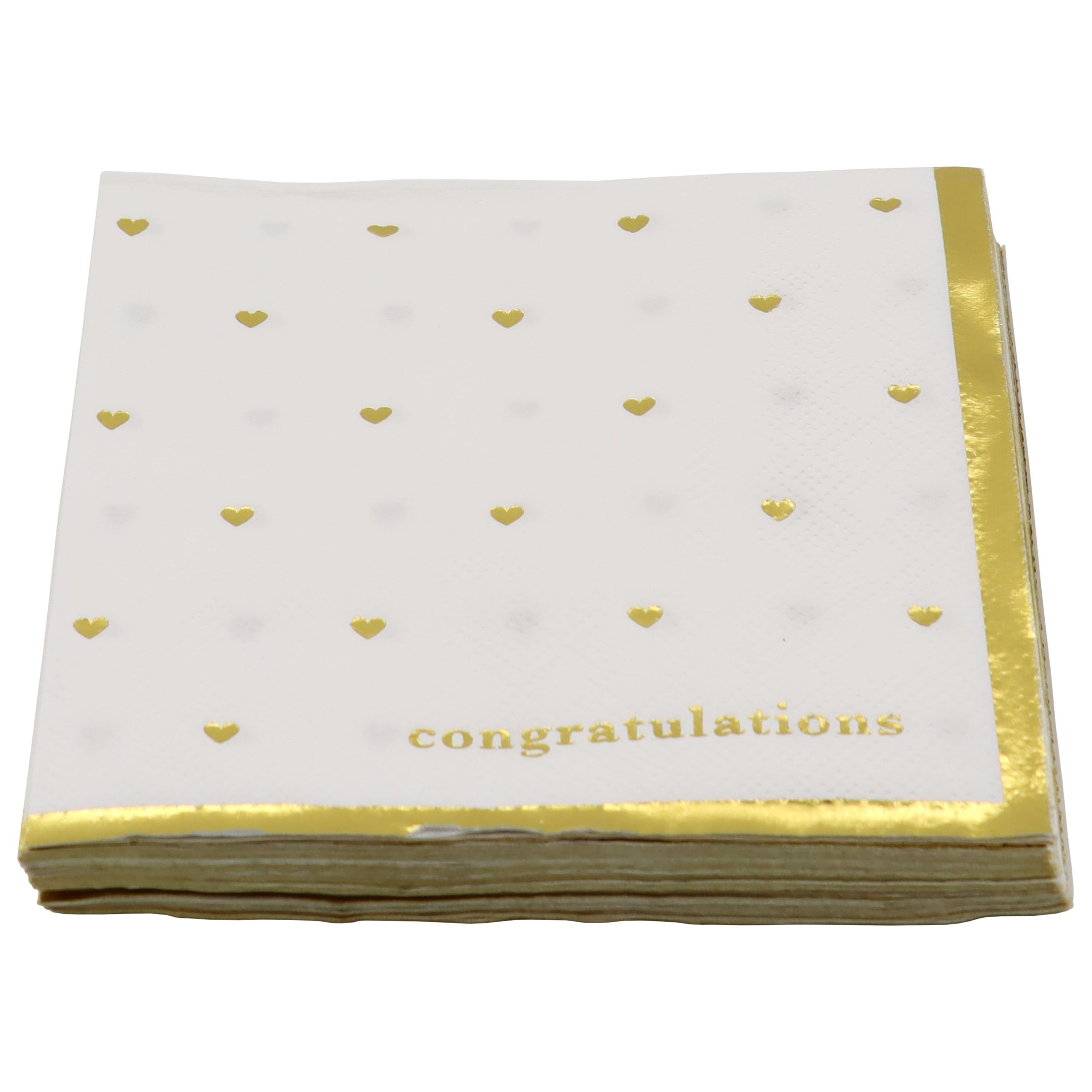 Gold & White Congratulations Hearts Beverage Napkins, 20ct. by Celebrate It™ - Image 3