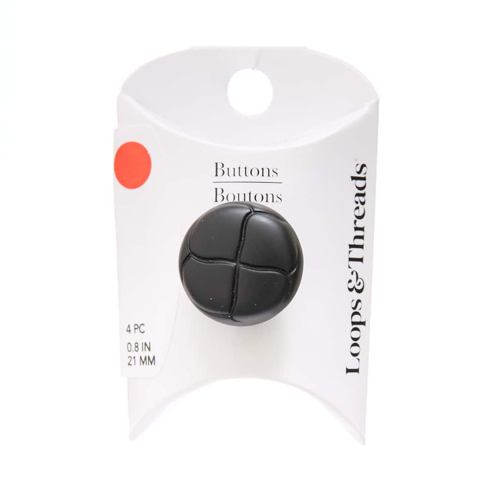 21mm Black Faux Leather Round Buttons, 4ct. by Loops & Threads®