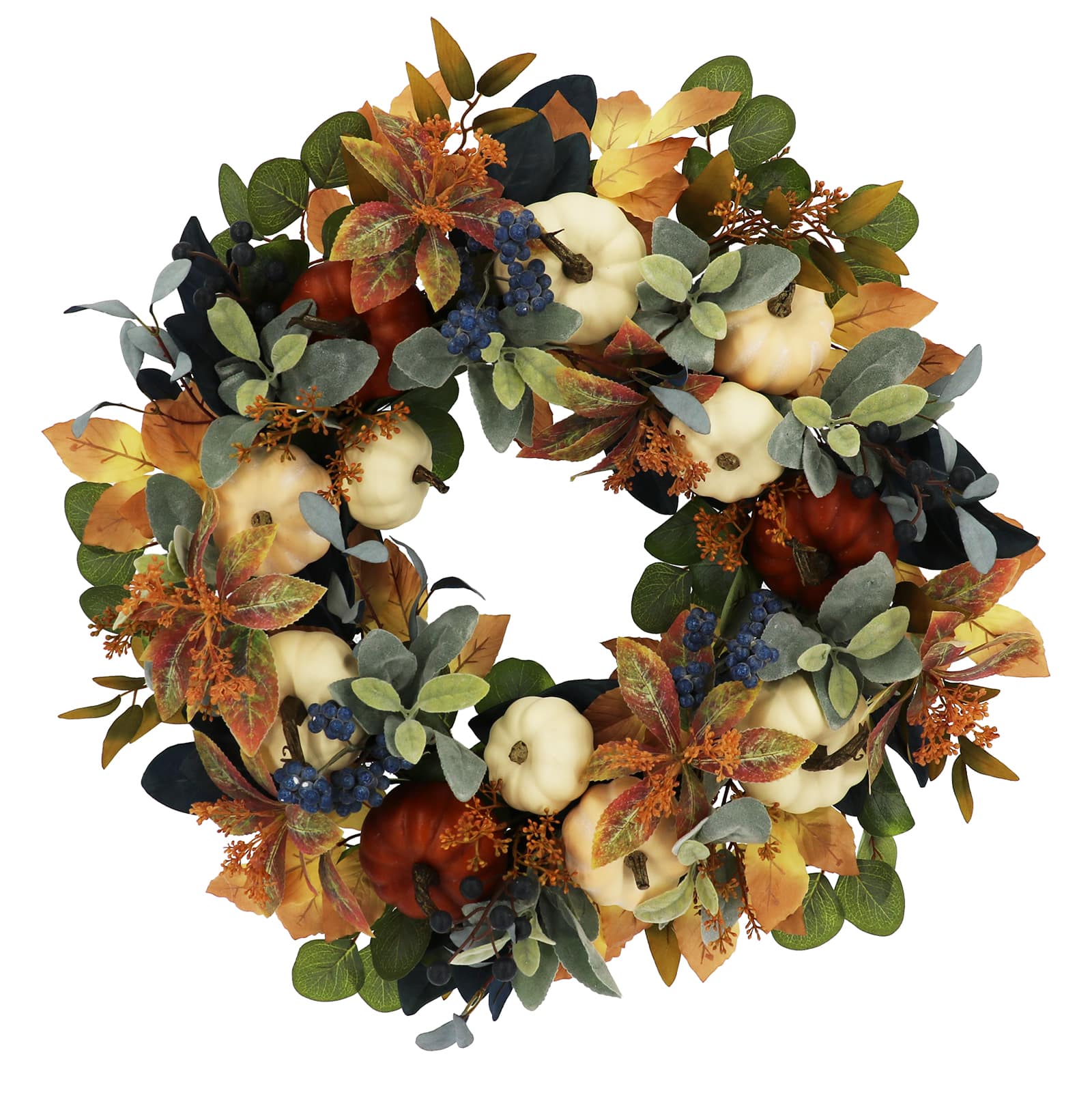 26" Fall Leaves & Blue Berries Wreath by Ashland®