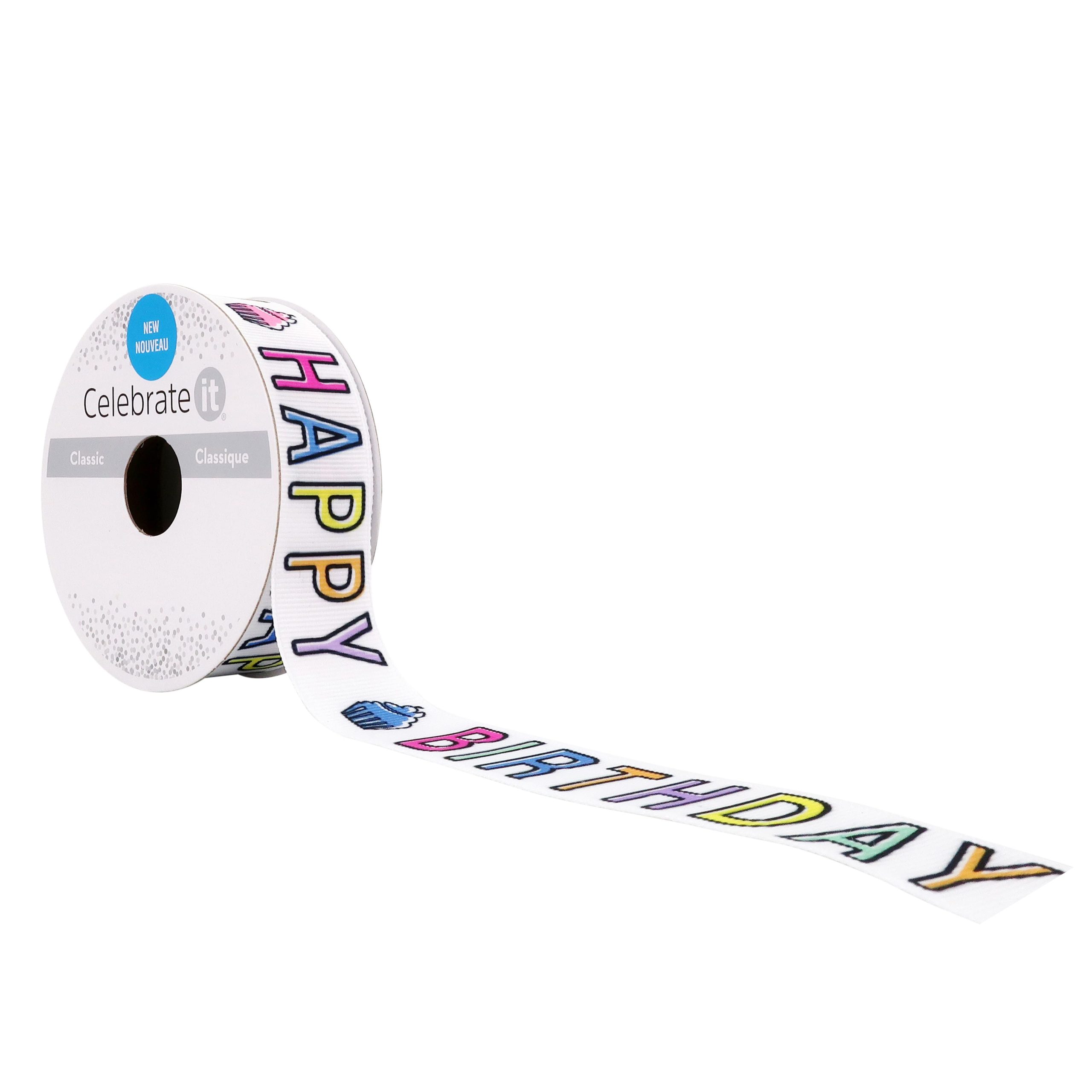7/8" x 5yd. Grosgrain Happy Birthday Ribbon by Celebrate It® - Image 4