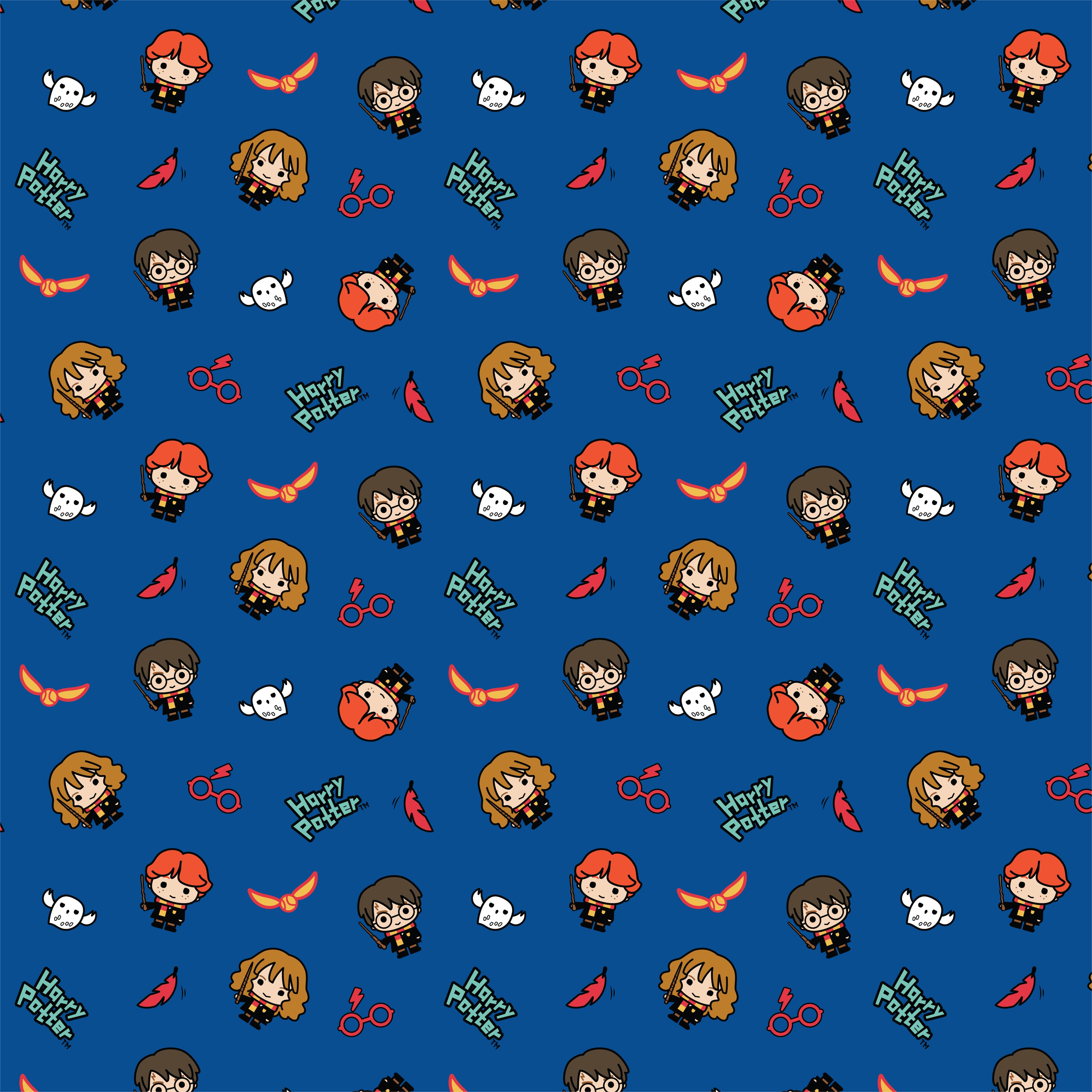 Harry Potter™ Blue Kawaii Trio Toss Cotton Fabric