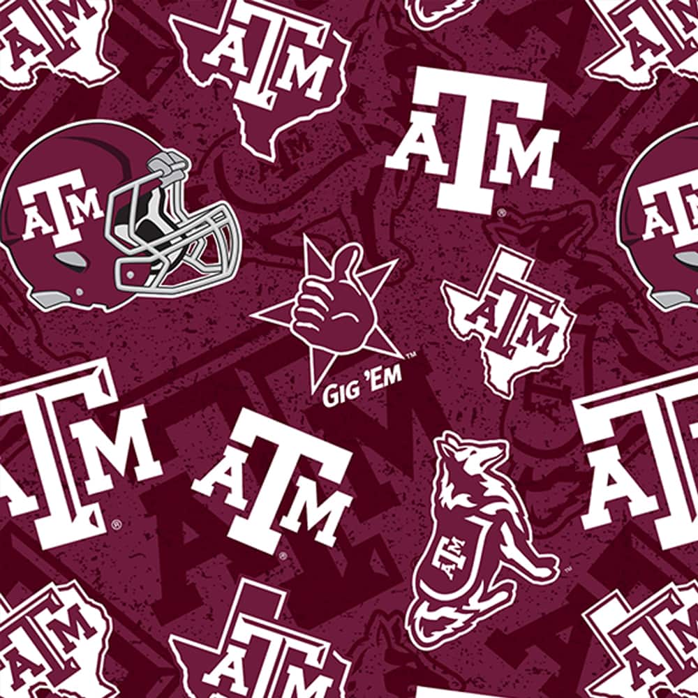 NCAA Texas A&M University Aggies Logo Tone-on-Tone Cotton Fabric