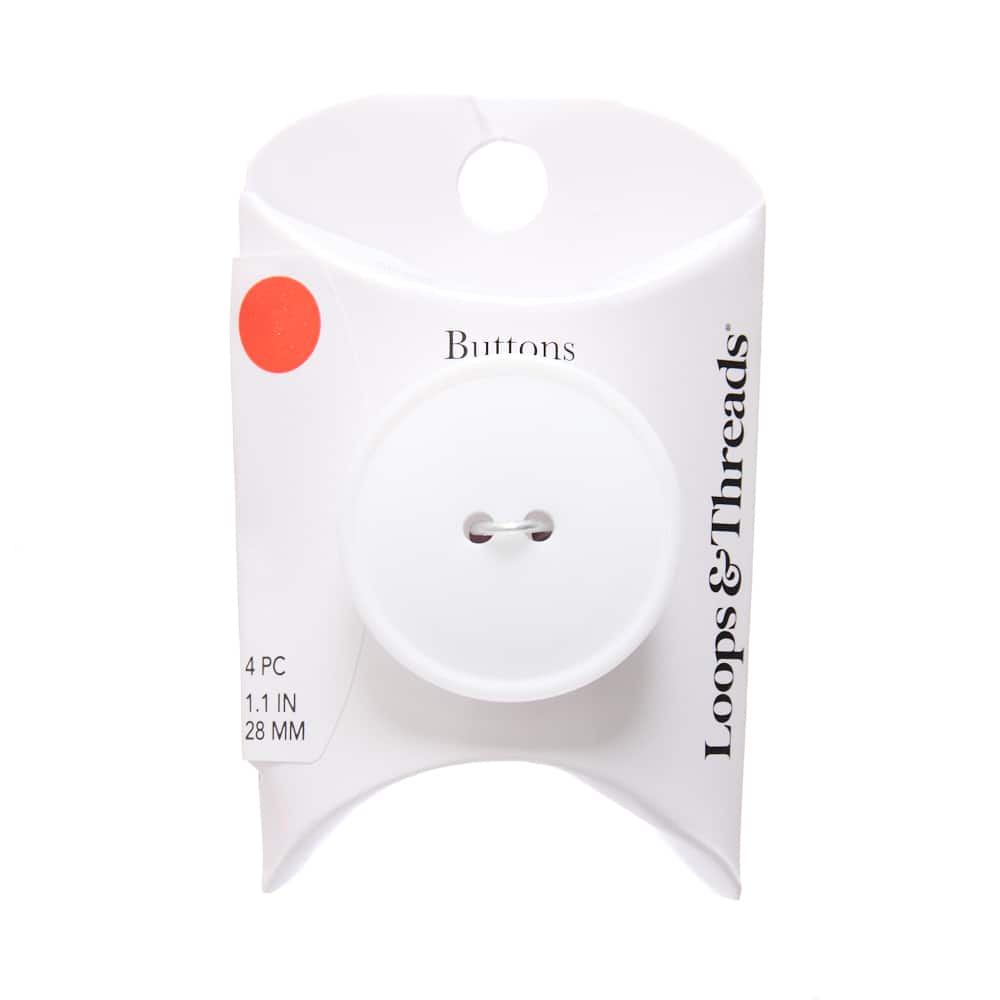 28mm White Round Rimmed Buttons, 4ct. by Loops & Threads®