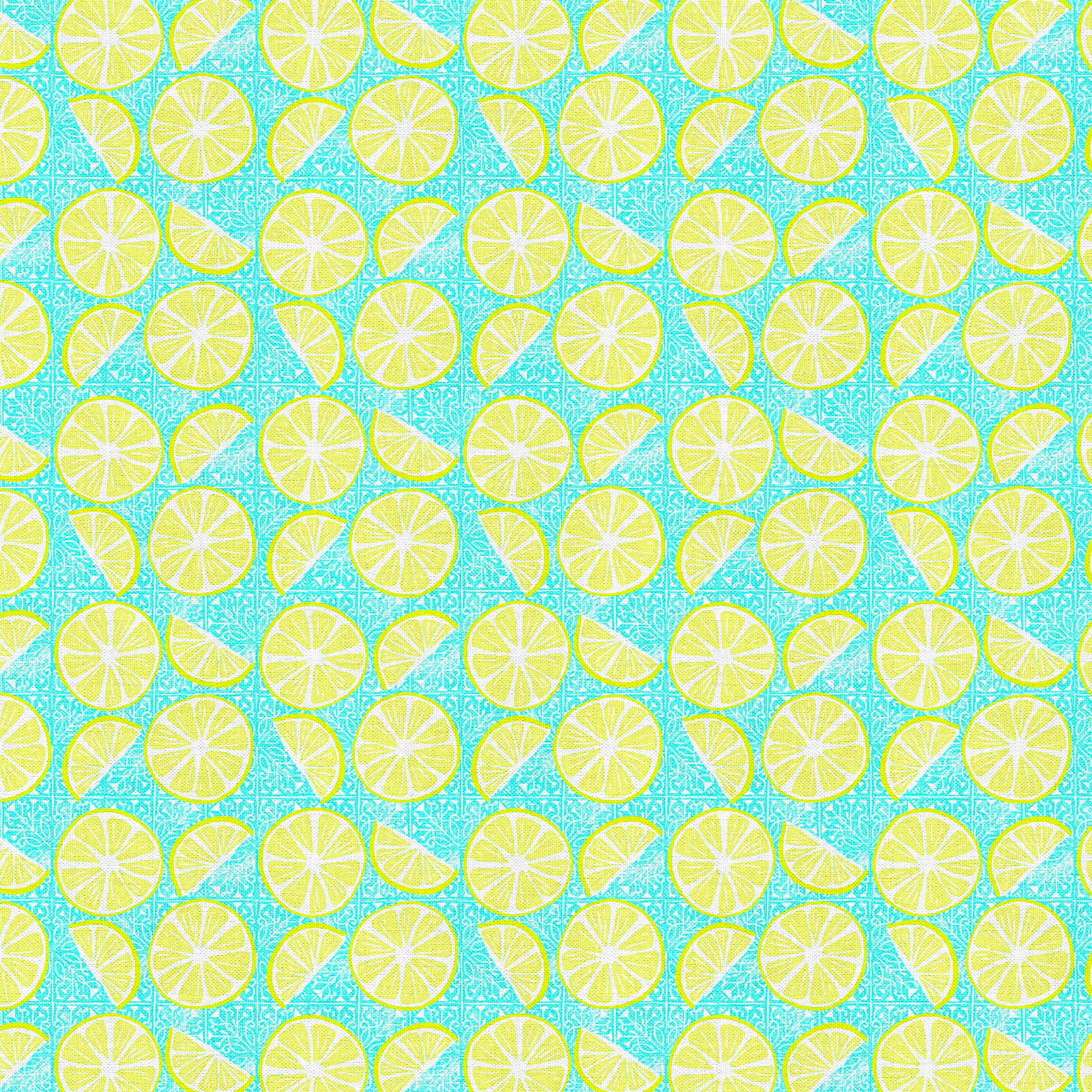 Fabric Editions Turquoise Lemon Slices Cotton Fabric