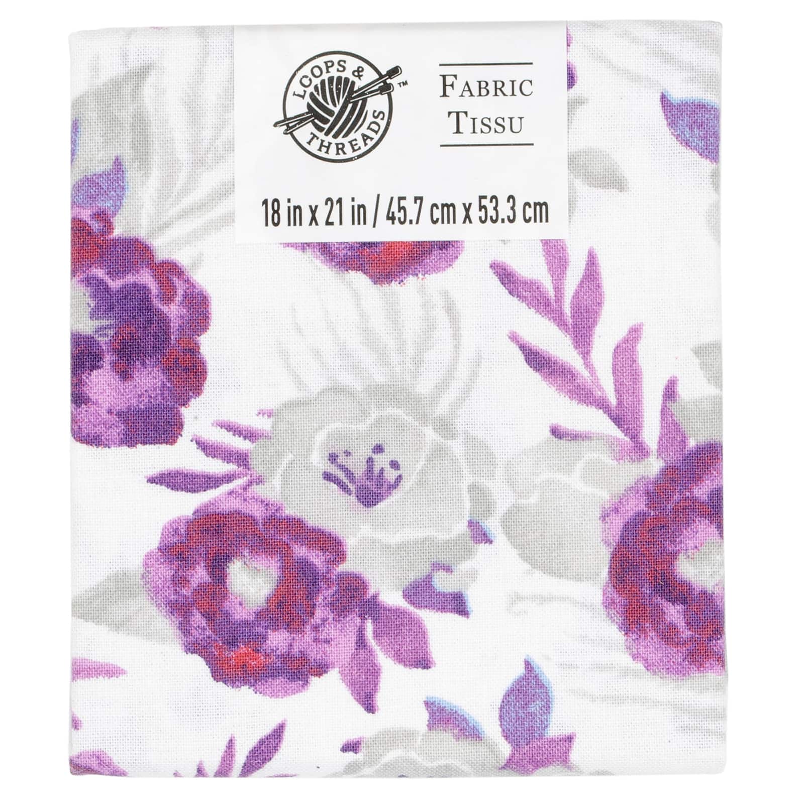 Purple & Gray Floral Cotton Fabric by Loops & Threads™