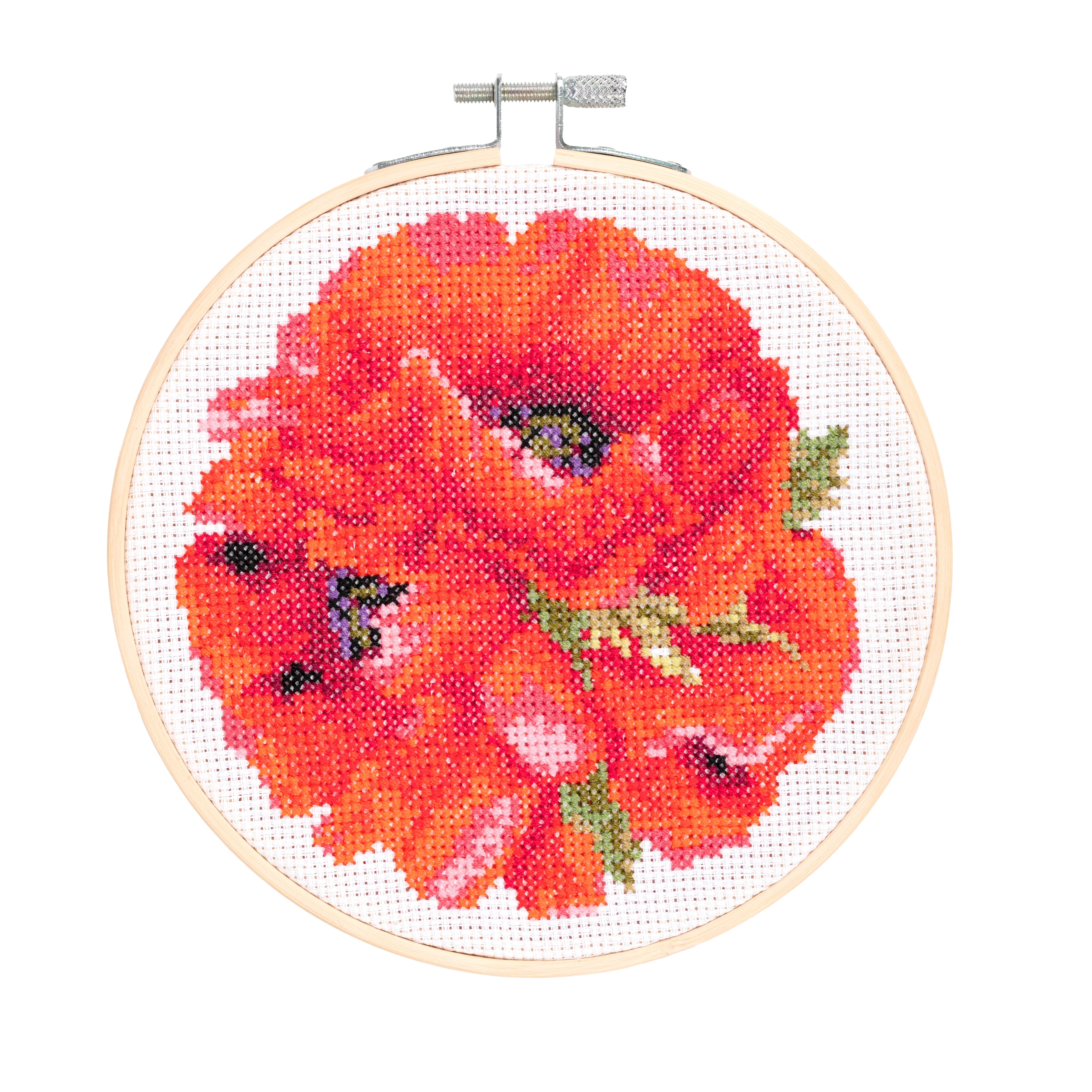 DMC® Scarlet Poppies Designer Collection Intermediate Cross Stitch Kit with Hoop