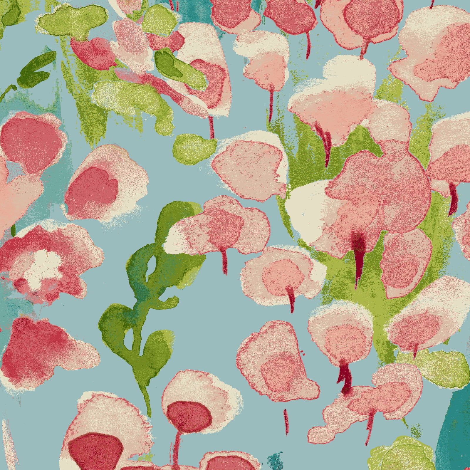PKL Studio Bright Pink Watercolor Floral Cotton Home Décor Fabric