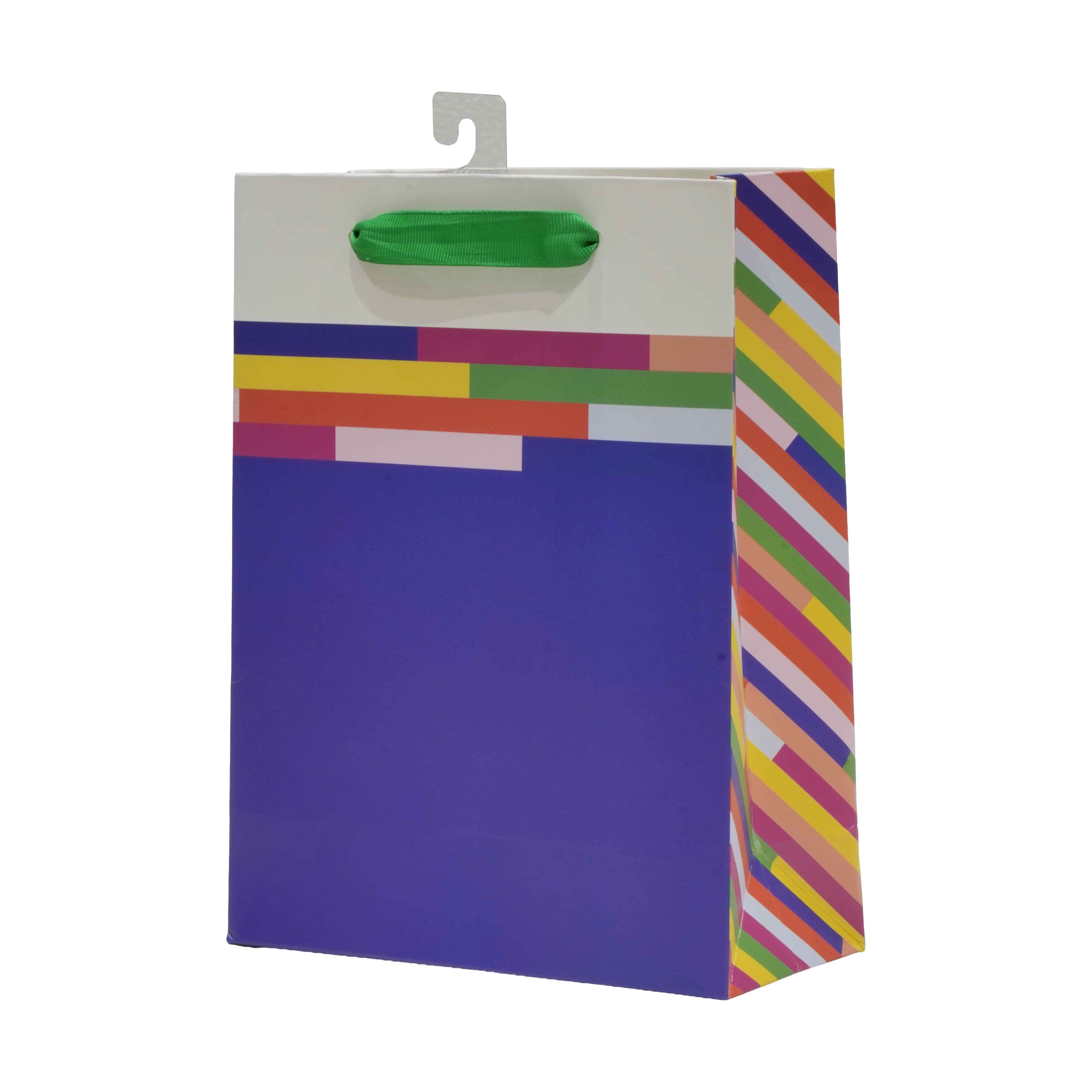 Blue & Multicolor Stripes Gift Bag by Celebrate It™