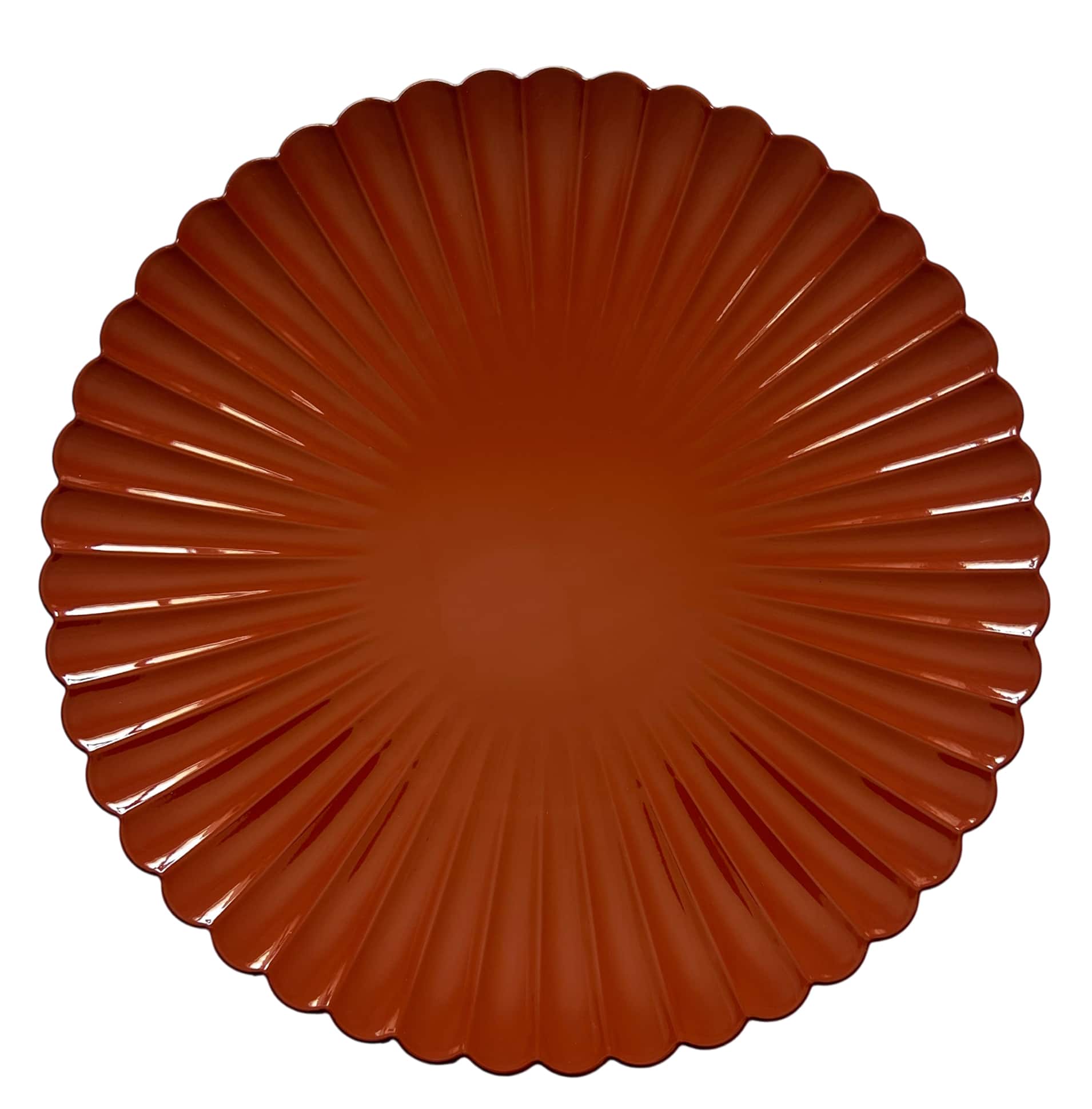 13" Thanksgiving Orange Scalloped Charger Plates, 4ct. by Celebrate It™ - Image 3