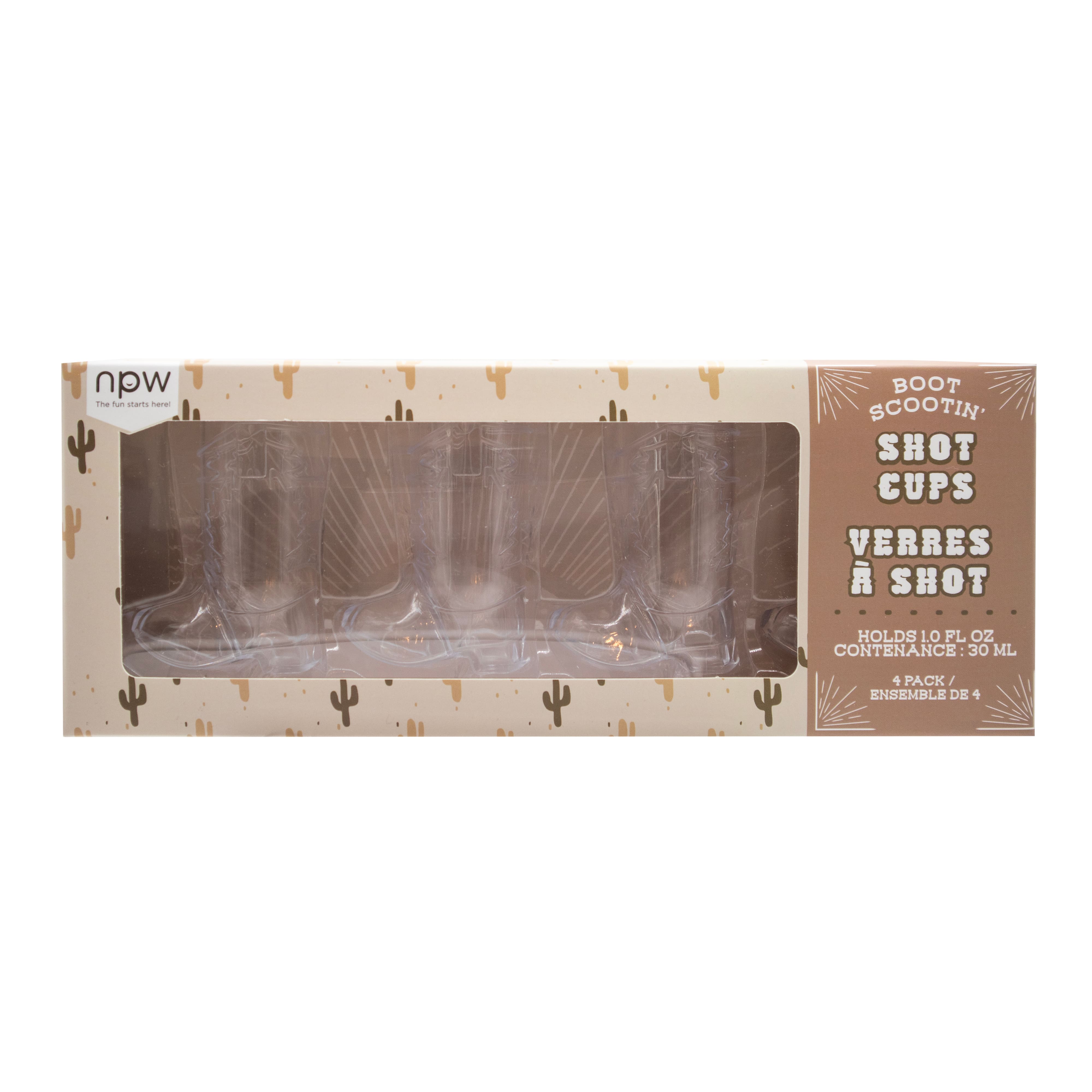 1oz. Clear Plastic Boot Shot Cups, 4ct.