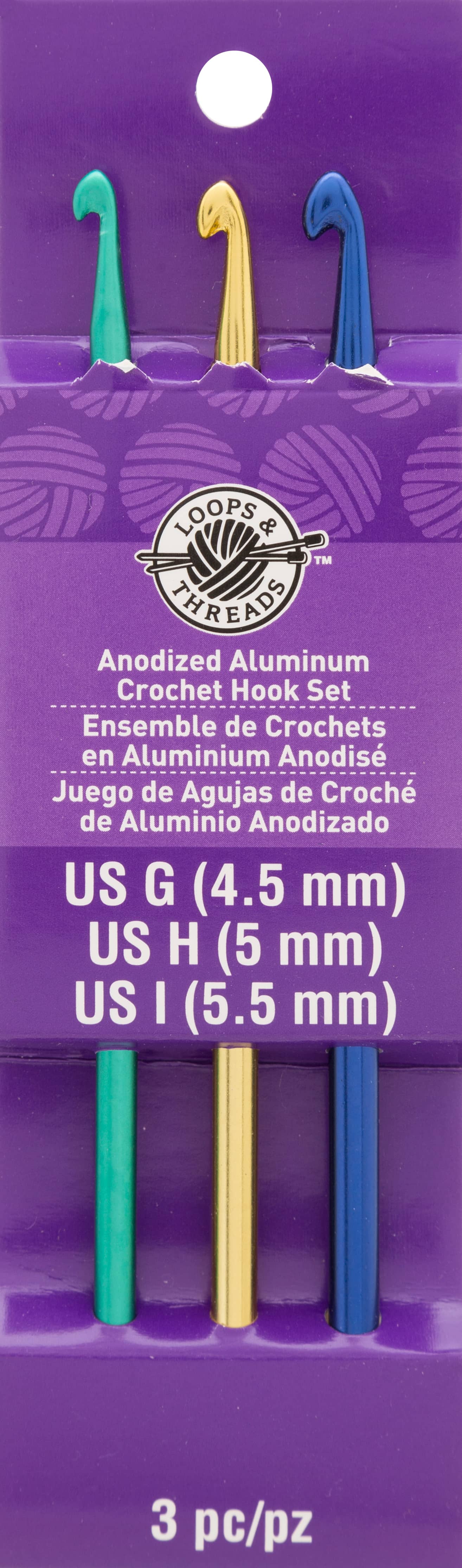 Anodized Aluminum Crochet Hook Set by Loops & Threads®, G-I