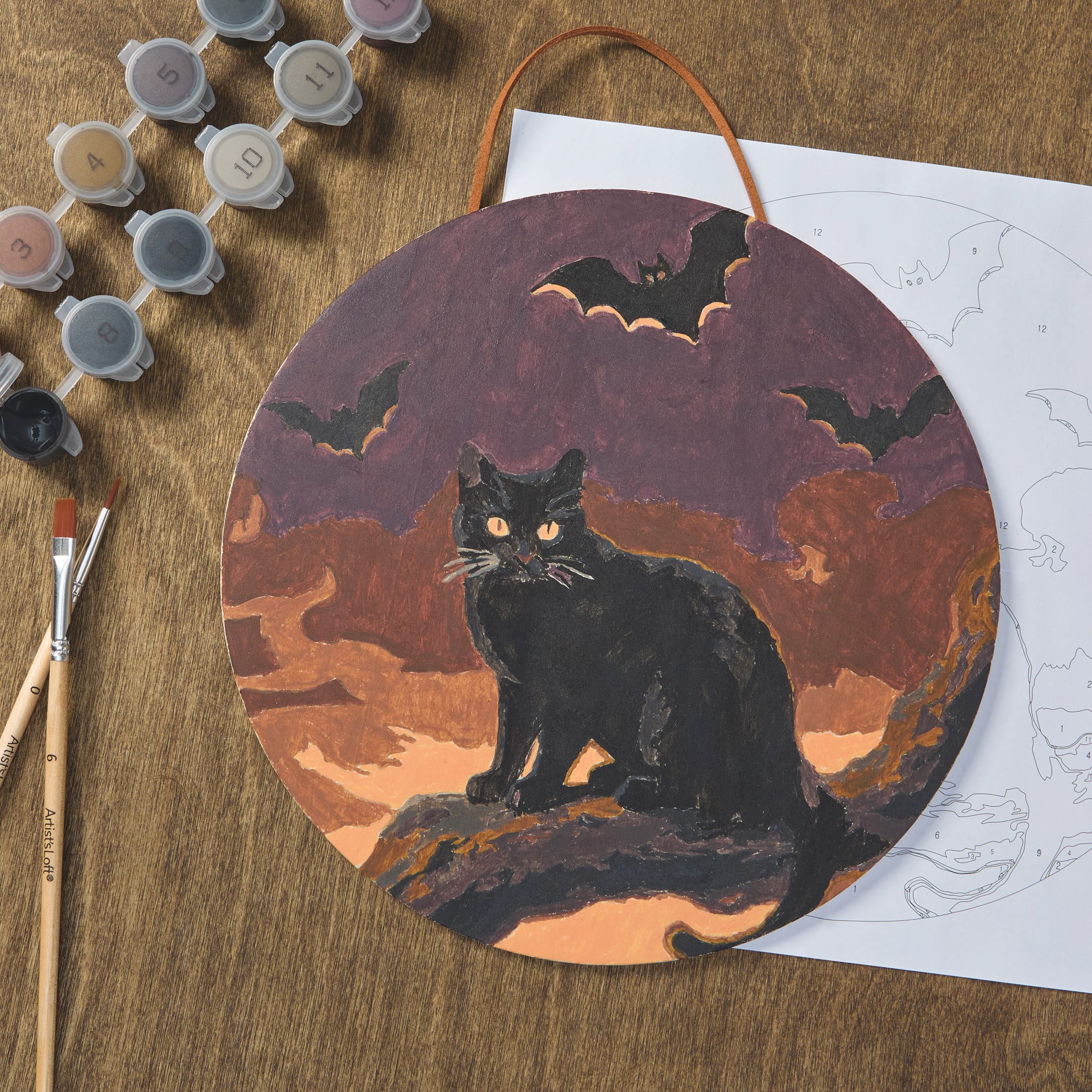 8" Black Cat Paint-by-Number Plywood Surface Kit by Artist's Loft®