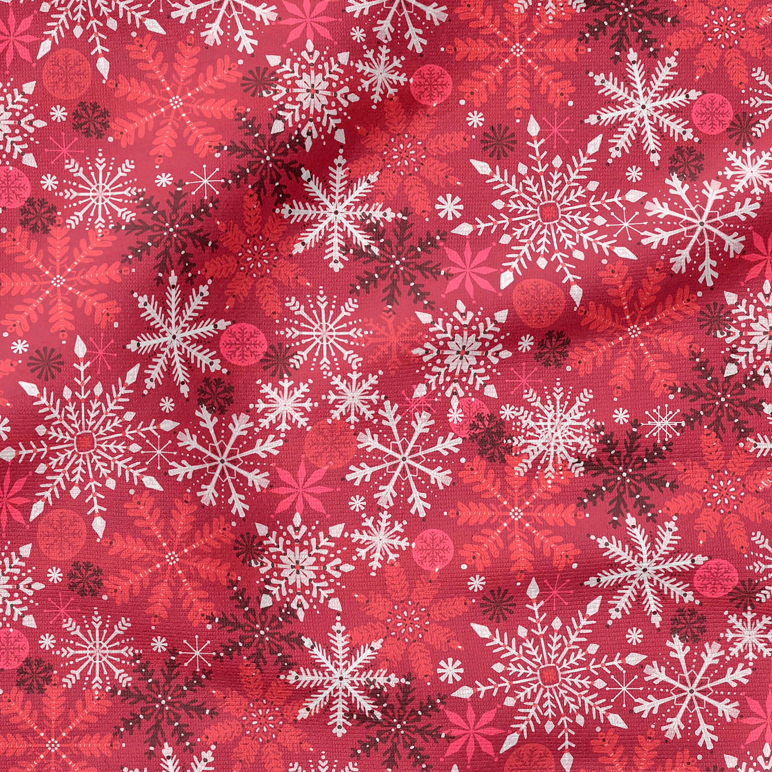 Fabric Editions Red Snowflakes Cotton Fabric - Image 4