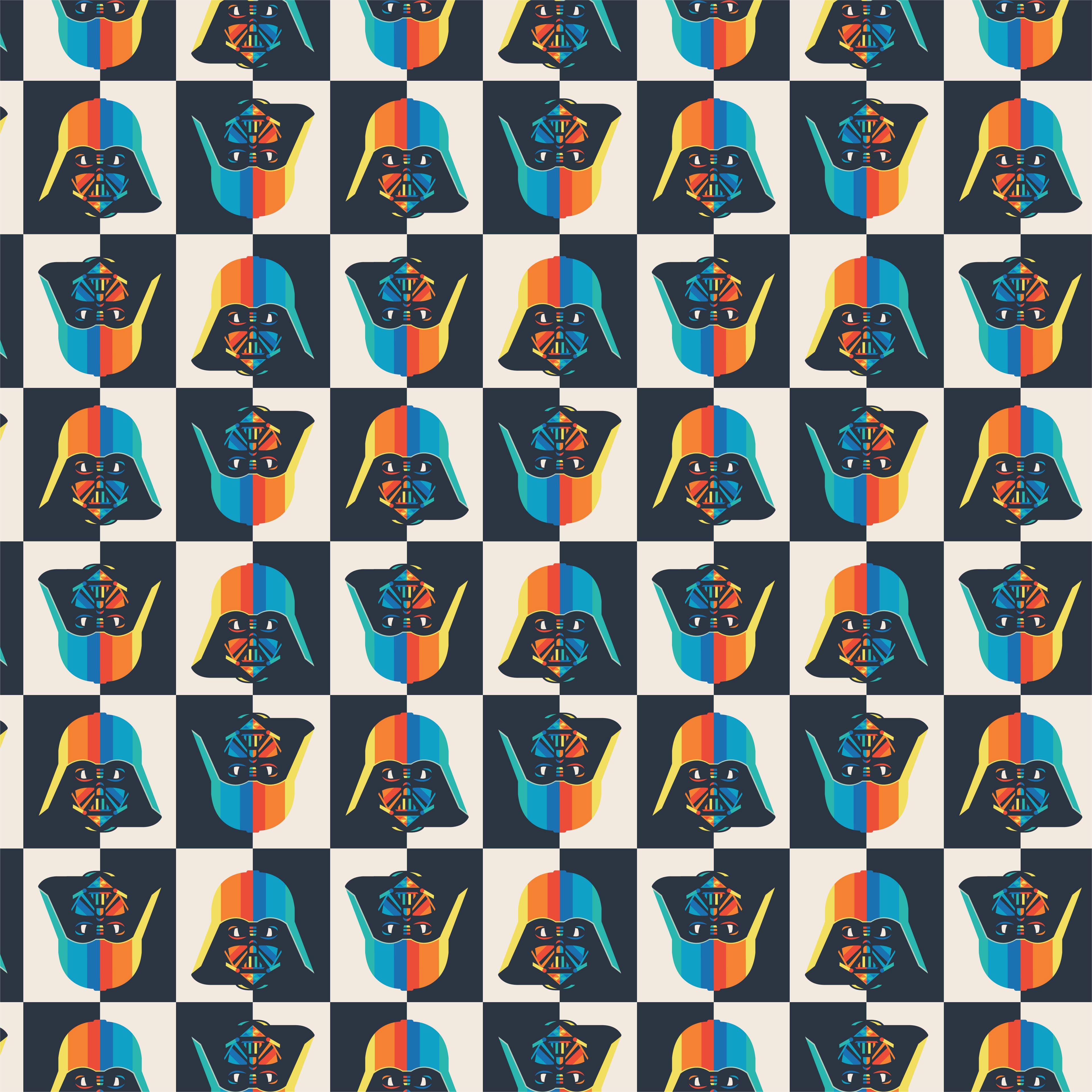 Star Wars™ Rainbow Darth Vader™ Squares Cotton Fabric