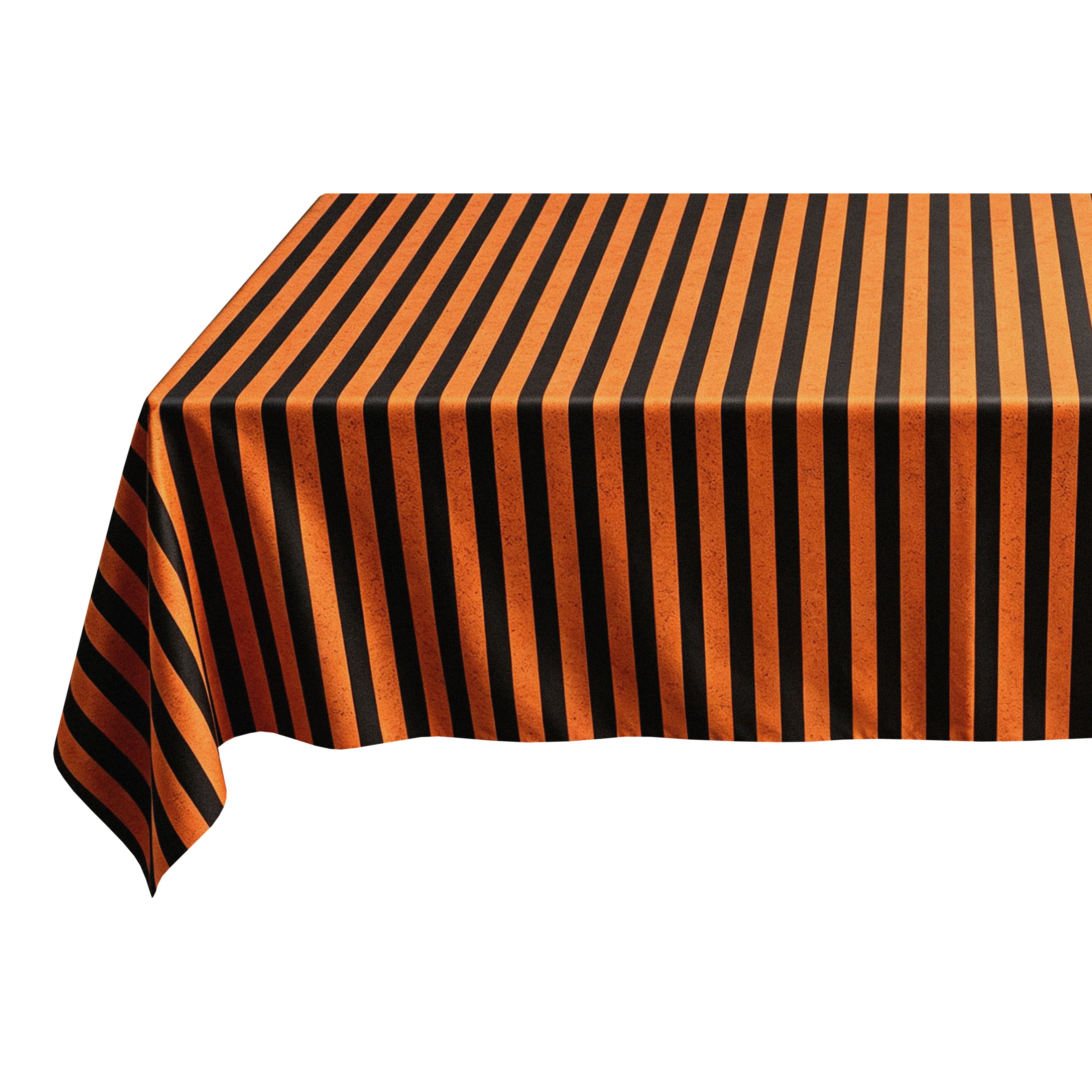 52" x 70" Halloween Orange & Black Stripe Tablecloth by Celebrate It™