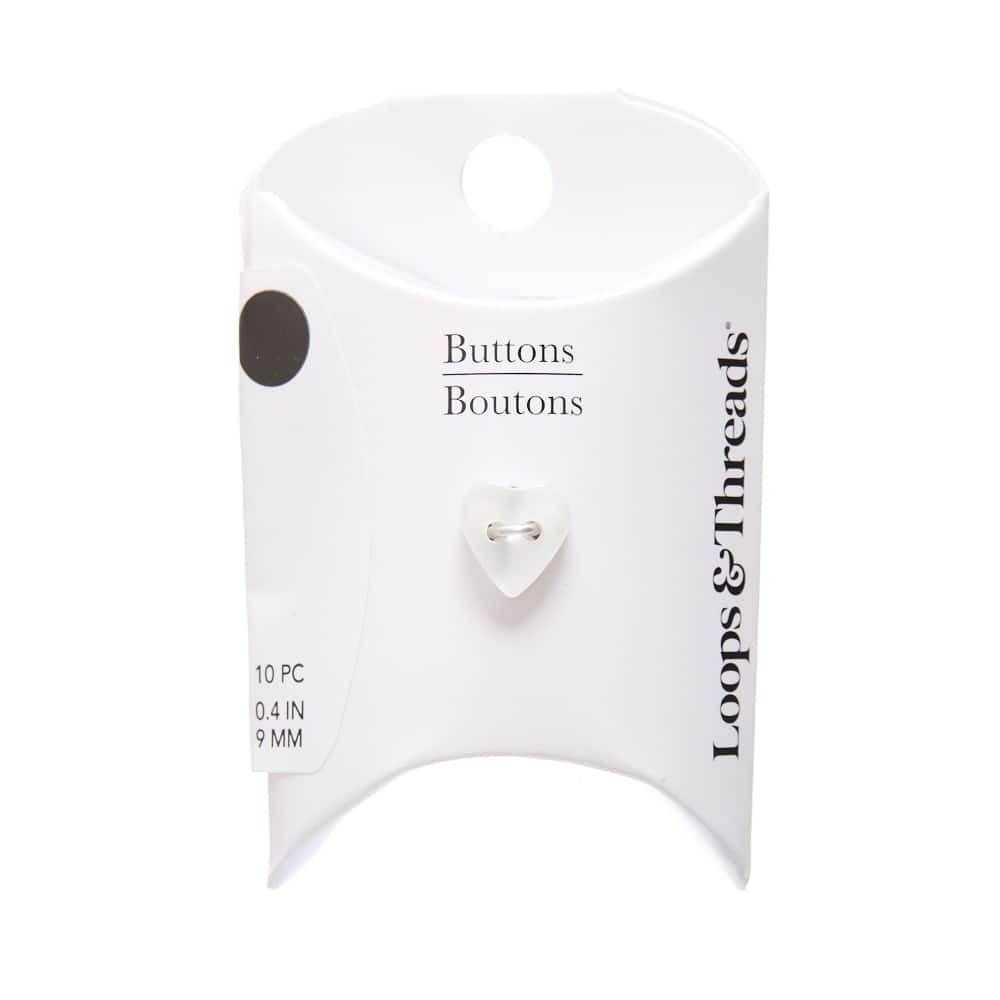 9mm White Heart Basic Buttons, 10ct. by Loops & Threads®