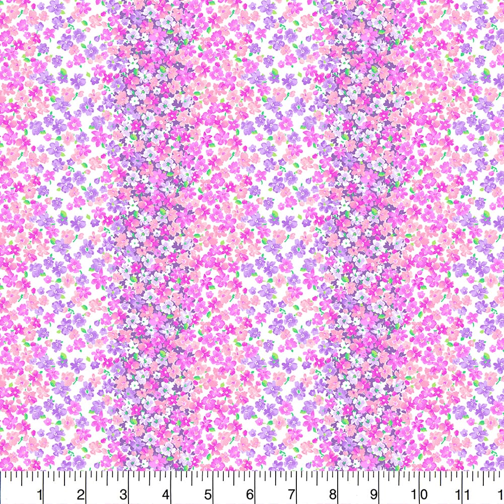 Fabric Traditions Pink & Purple Flowers Cotton Quilting Fabric