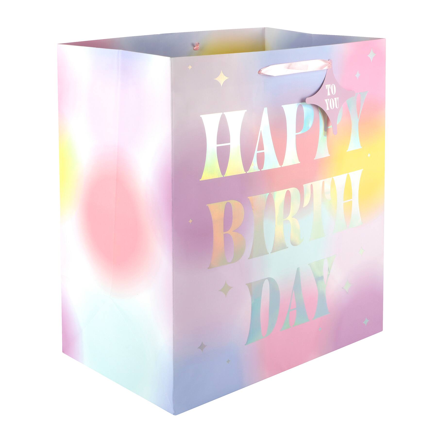 19" Happy Birthday Holographic Jumbo Gift Bag by Celebrate It™ - Image 2