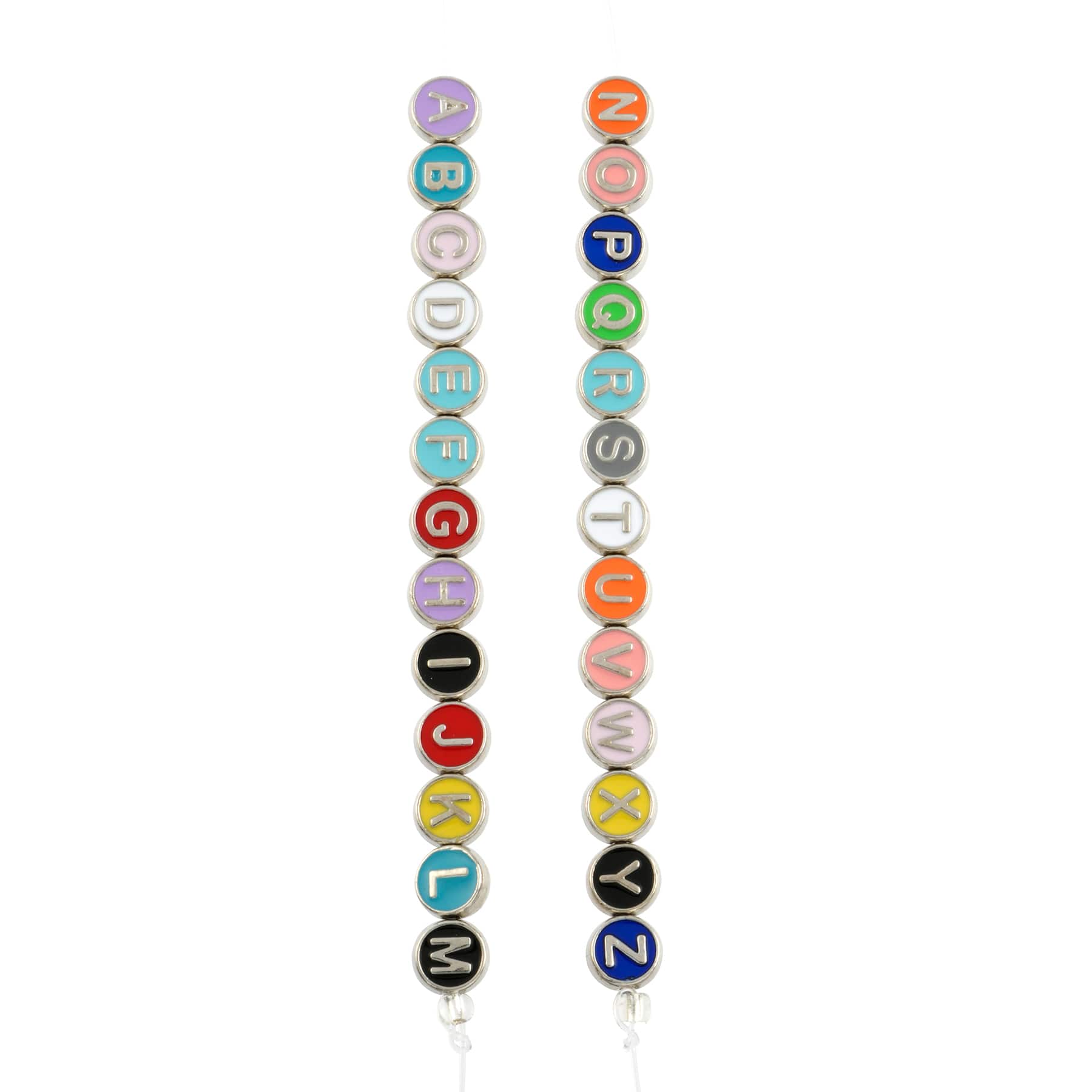 Multicolor & Rhodium Alphabet Disc Beads, 8mm by Bead Landing™ - Image 3