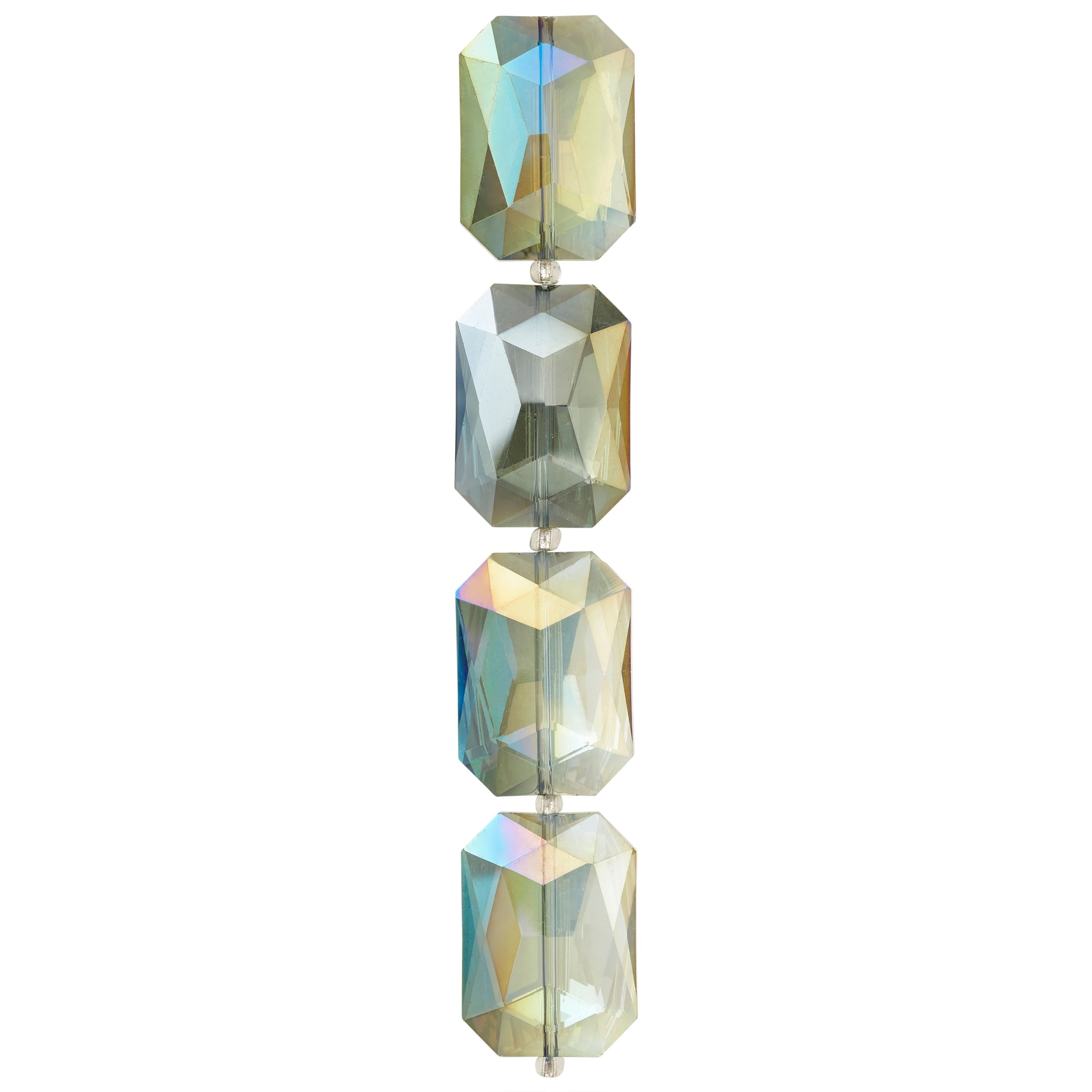 Multicolored Faceted Glass Rectangular Beads, 33mm by Bead Landing™ - Image 3