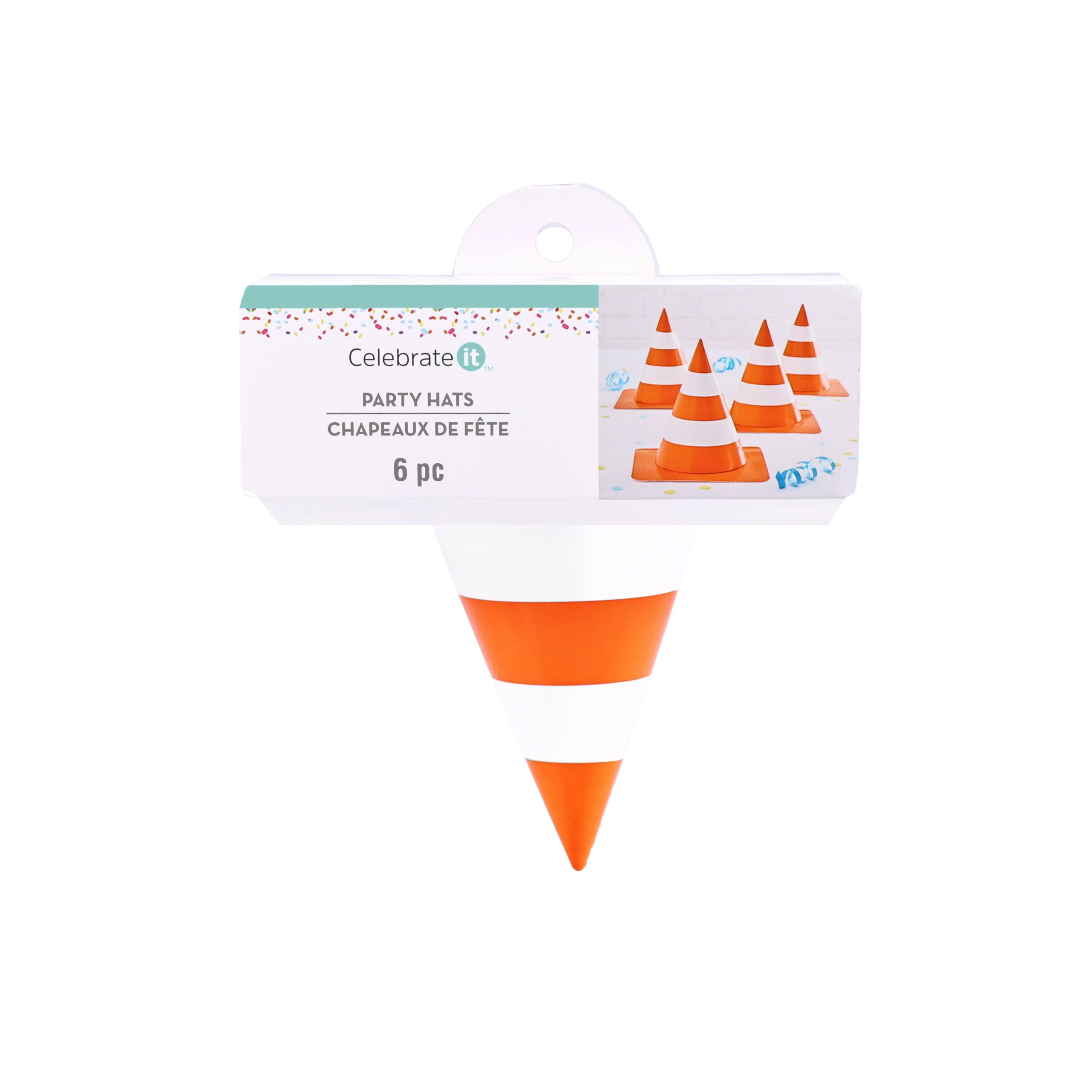 5" Orange & White Cone Party Hats, 6ct. by Celebrate It™ - Image 3