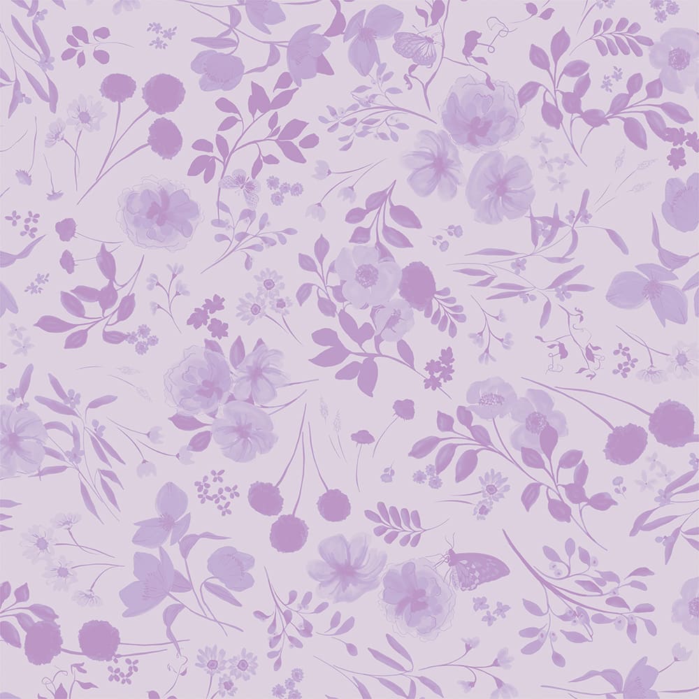 Eugene Textiles Monochrome Purple Floral Cotton Quilting Fabric