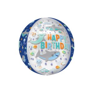 Orbz® XL™ 16" Happy Birthday Sharks Foil Balloon