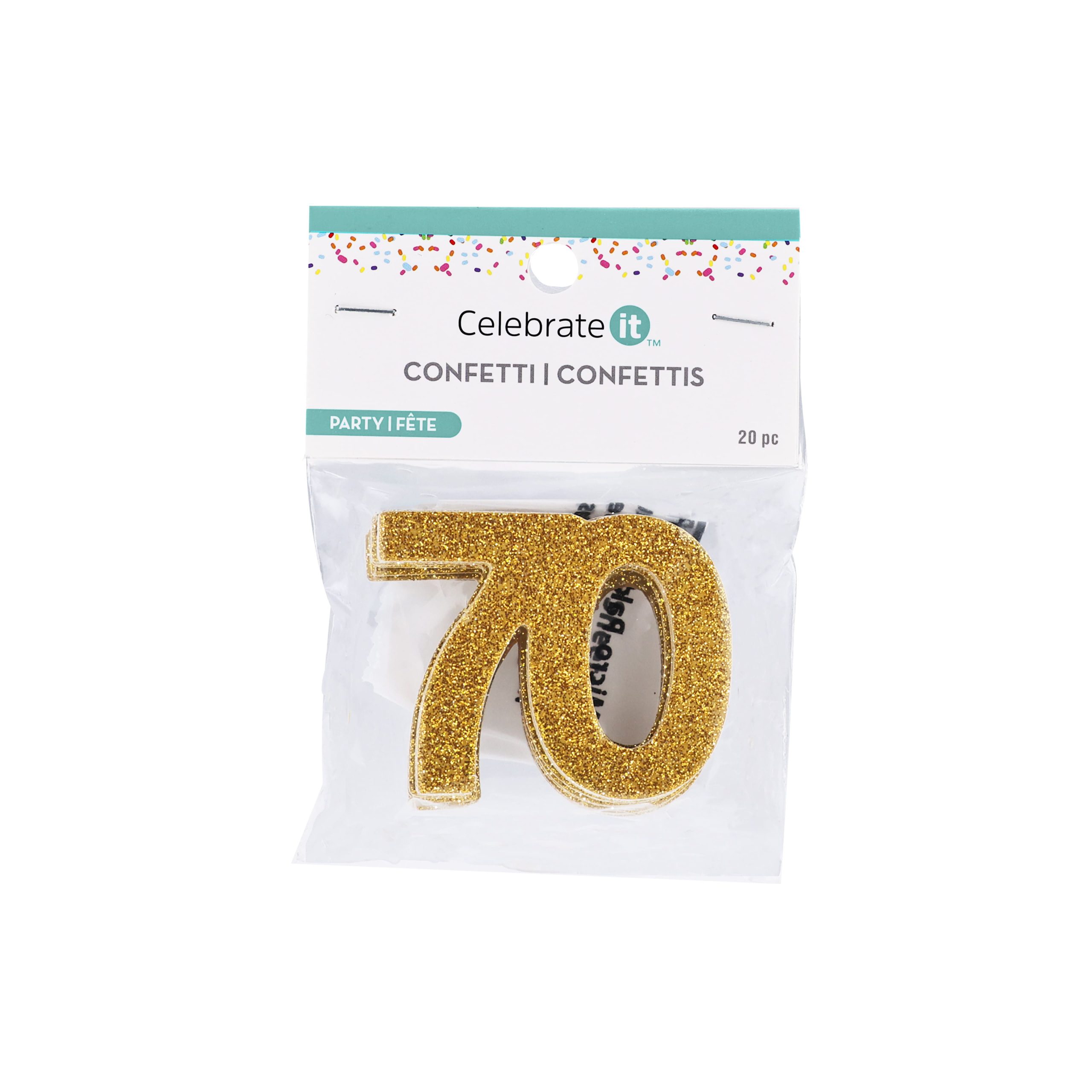 2" Gold 70 Glitter Confetti, 20ct. by Celebrate It™ - Image 2