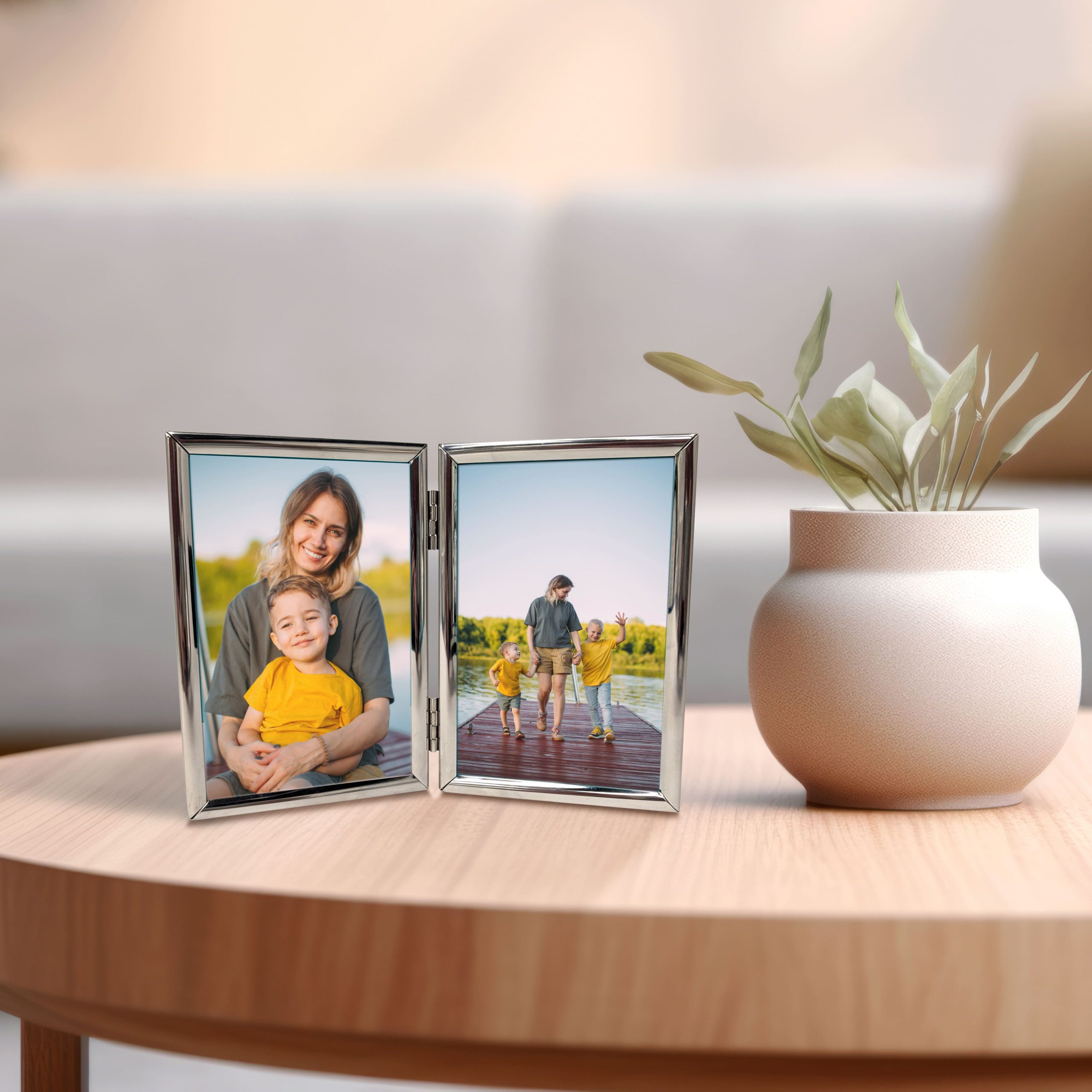 2-Opening Basics™ 4" x 6" Silver Rounded Metal Tabletop Frame by Studio Décor® - Image 2