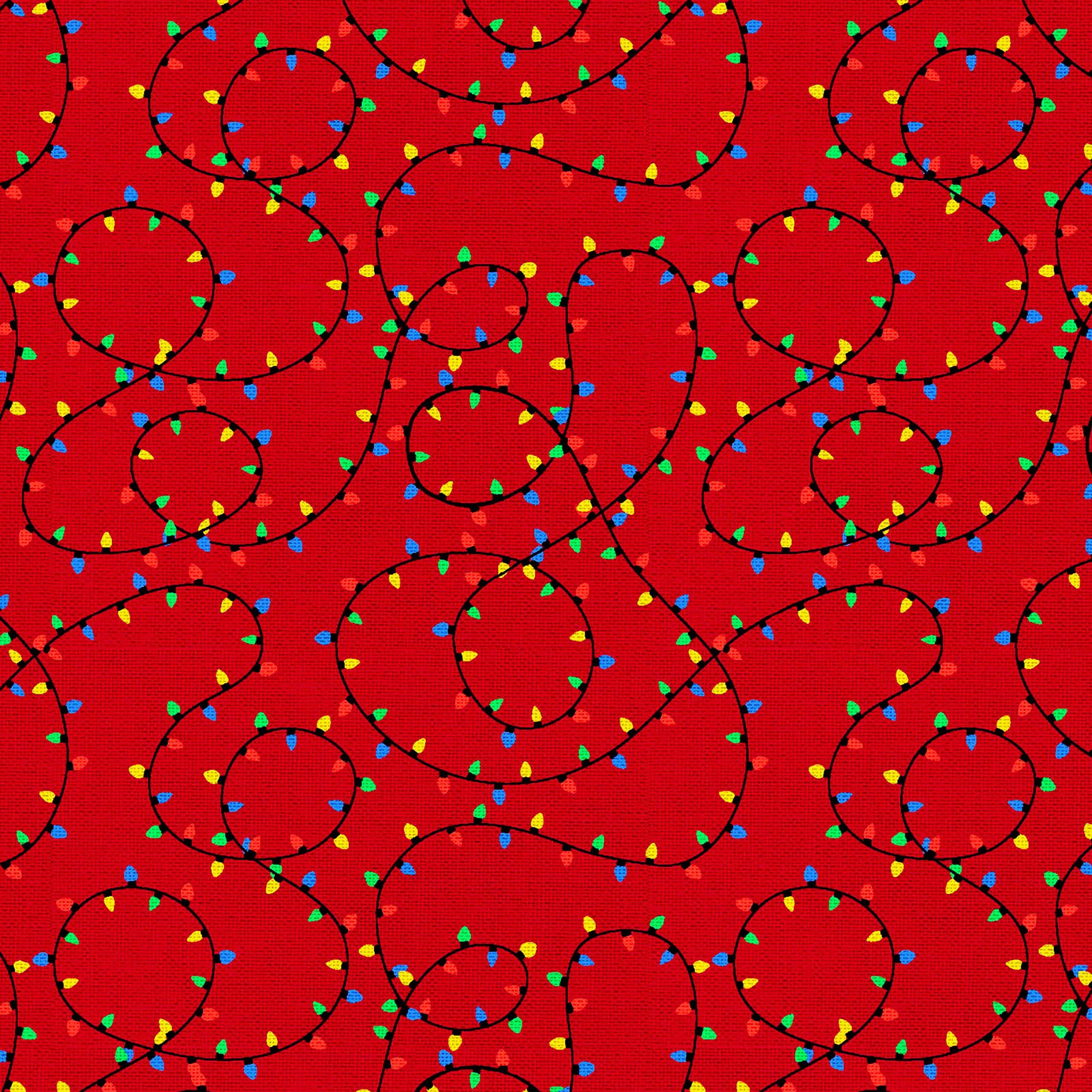 Fabric Editions Red Holiday Lights Cotton Fabric - Image 3