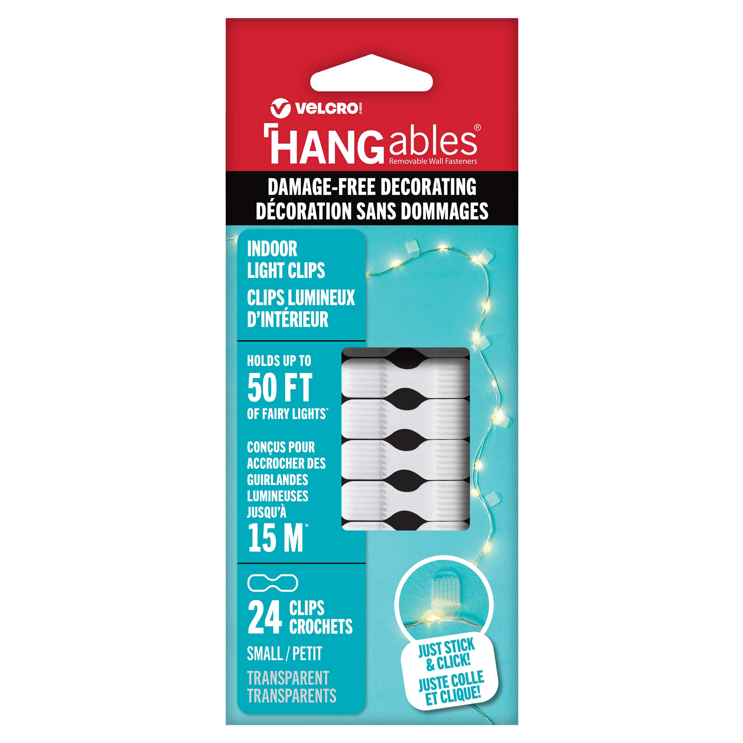 VELCRO® Brand HANGables® Small Indoor Light Clips, 24ct.