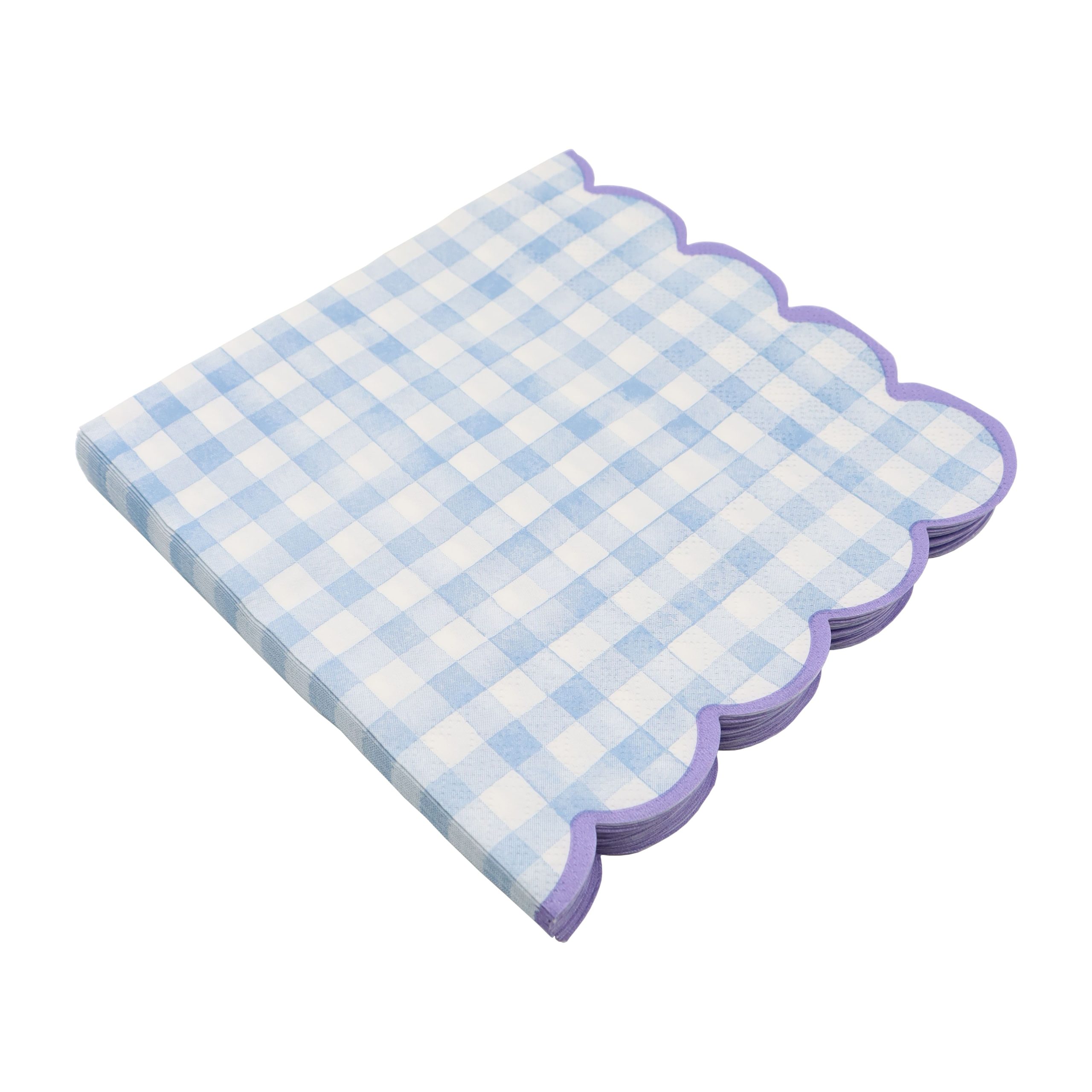 Blue & White Gingham Scallop Lunch Napkins, 20ct. by Celebrate It™ - Image 3