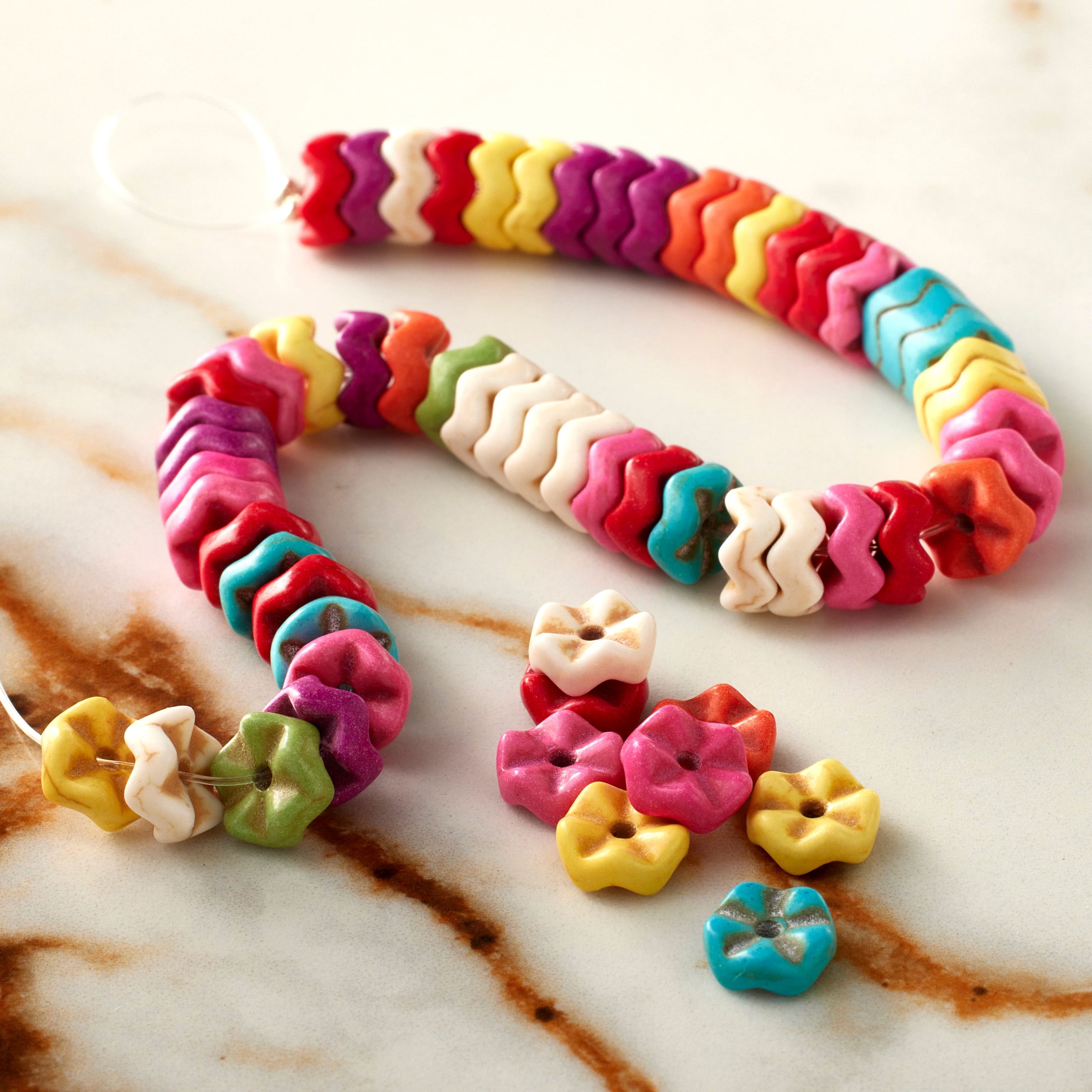 Multicolored Reconstituted Howlite Wave Disc Beads, 8mm by Bead Landing™ - Image 2
