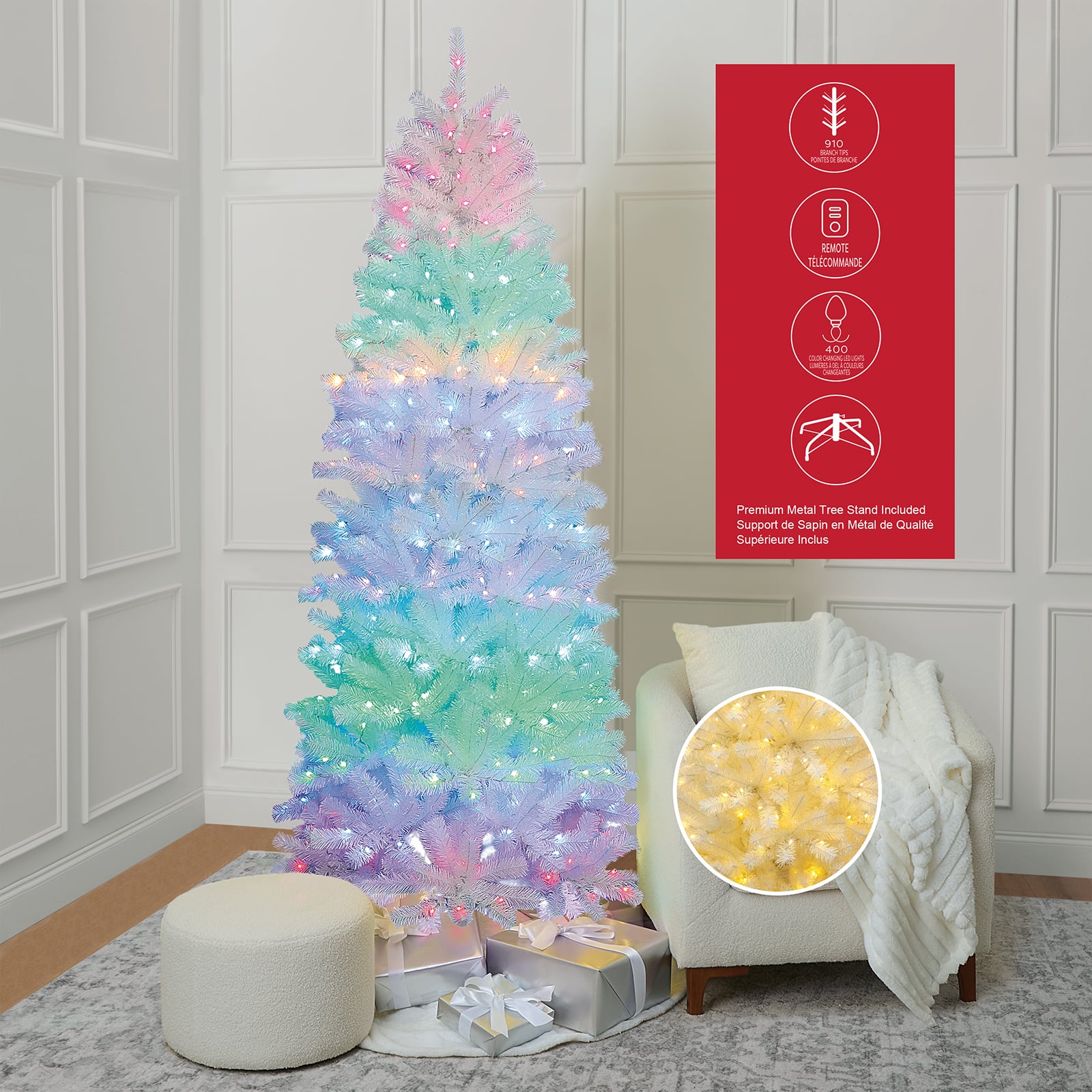 7.5ft. Pre-Lit Winterhaven Fir Artificial Christmas Tree, Color Changing Mini LED Lights by Ashland® - Image 4