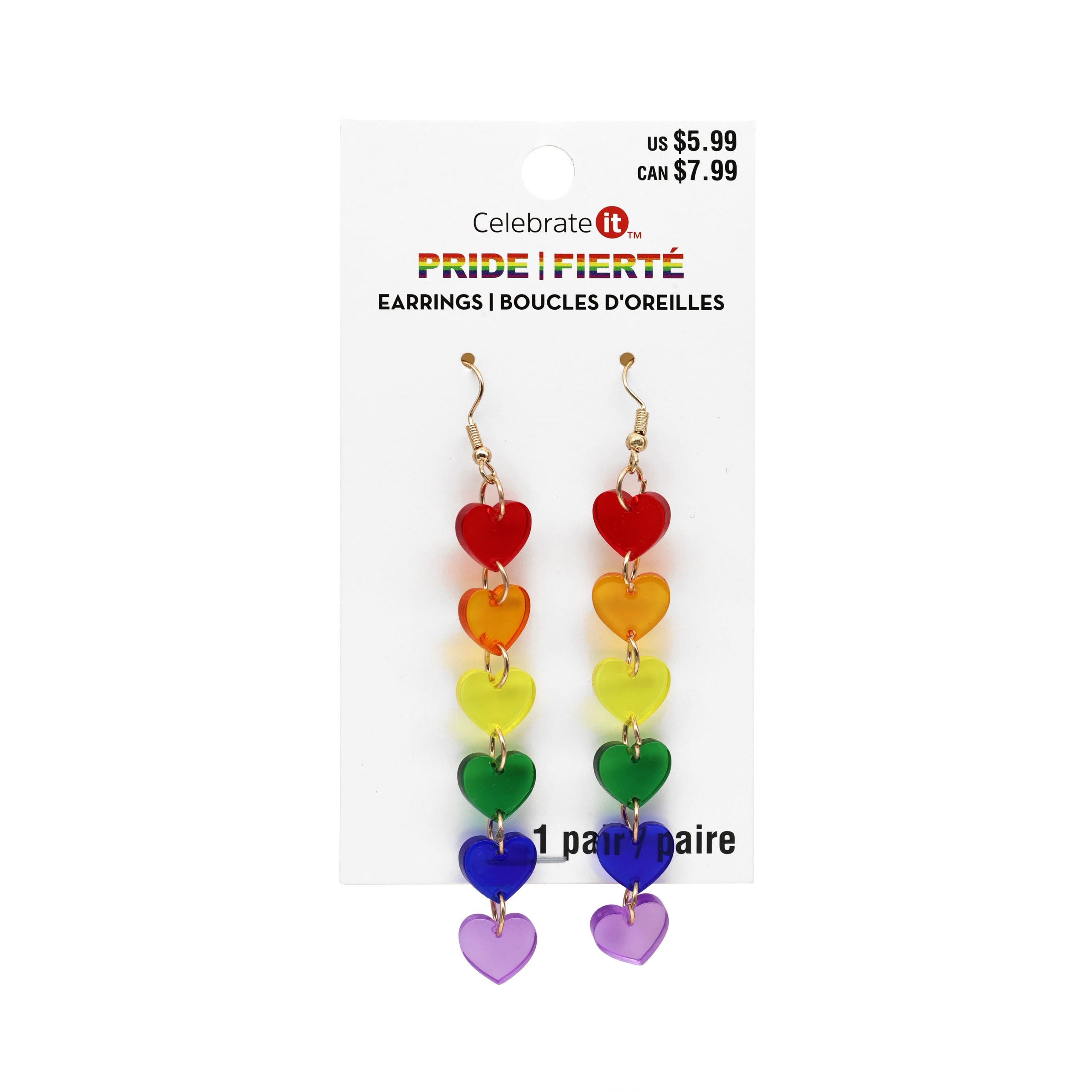 Pride Rainbow Heart Dangle Earrings by Celebrate It™ - Image 3